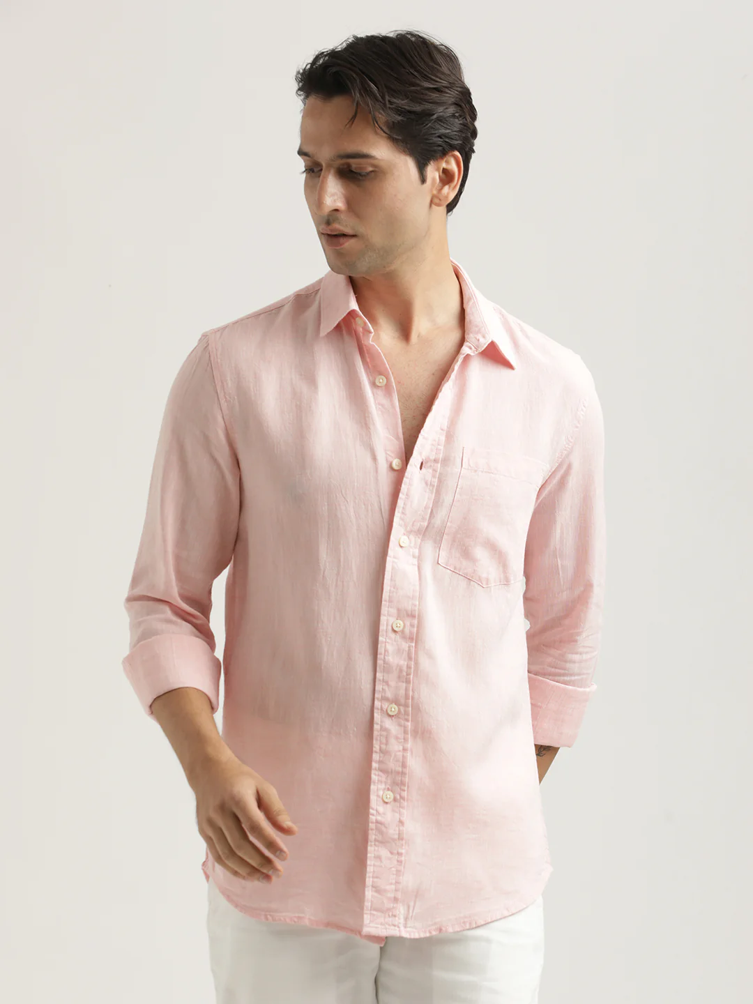 Men Linen-Cotton Blend Shirt - Image 5