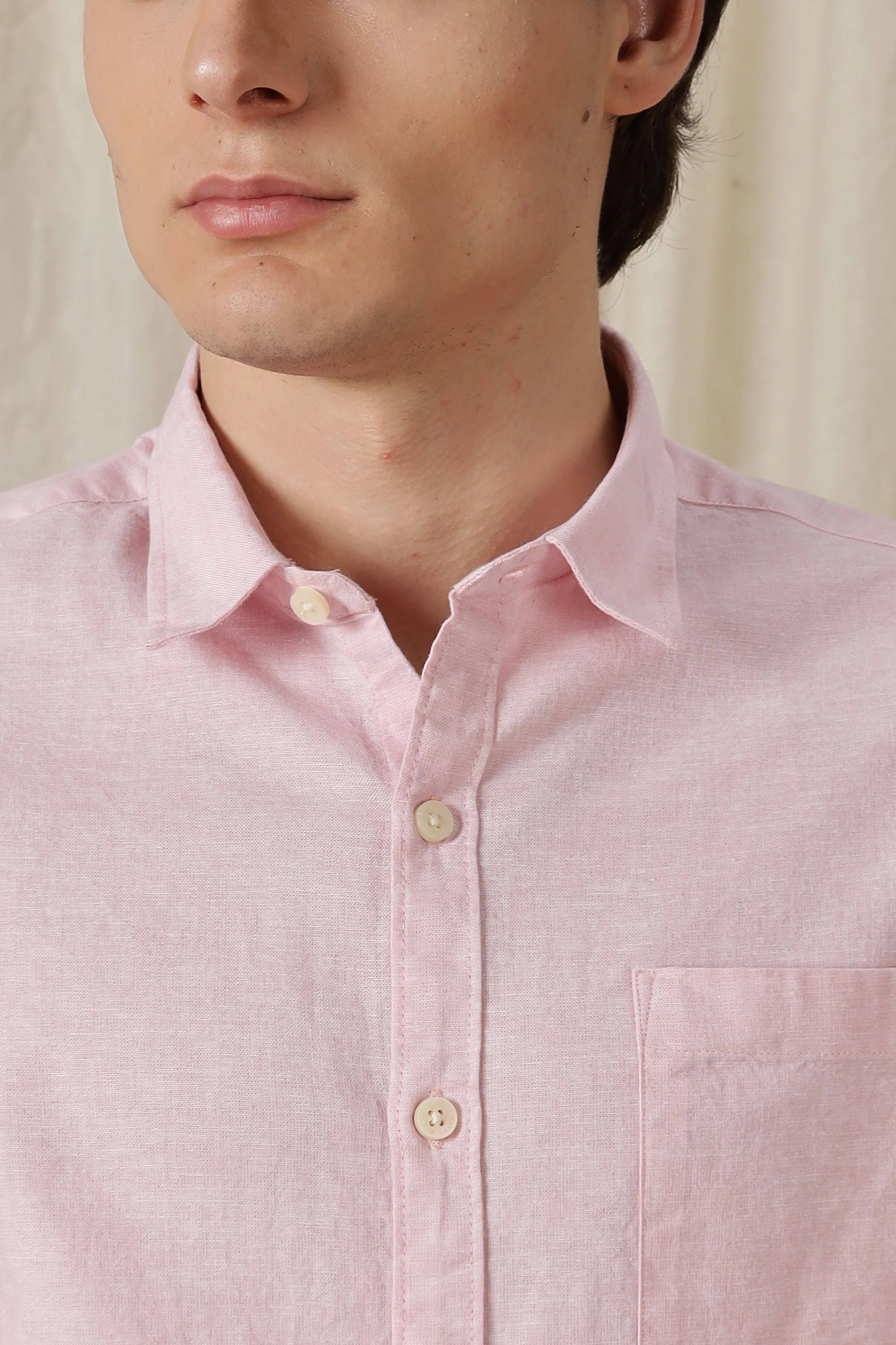 Men Linen Solid Casual Shirt - Image 5