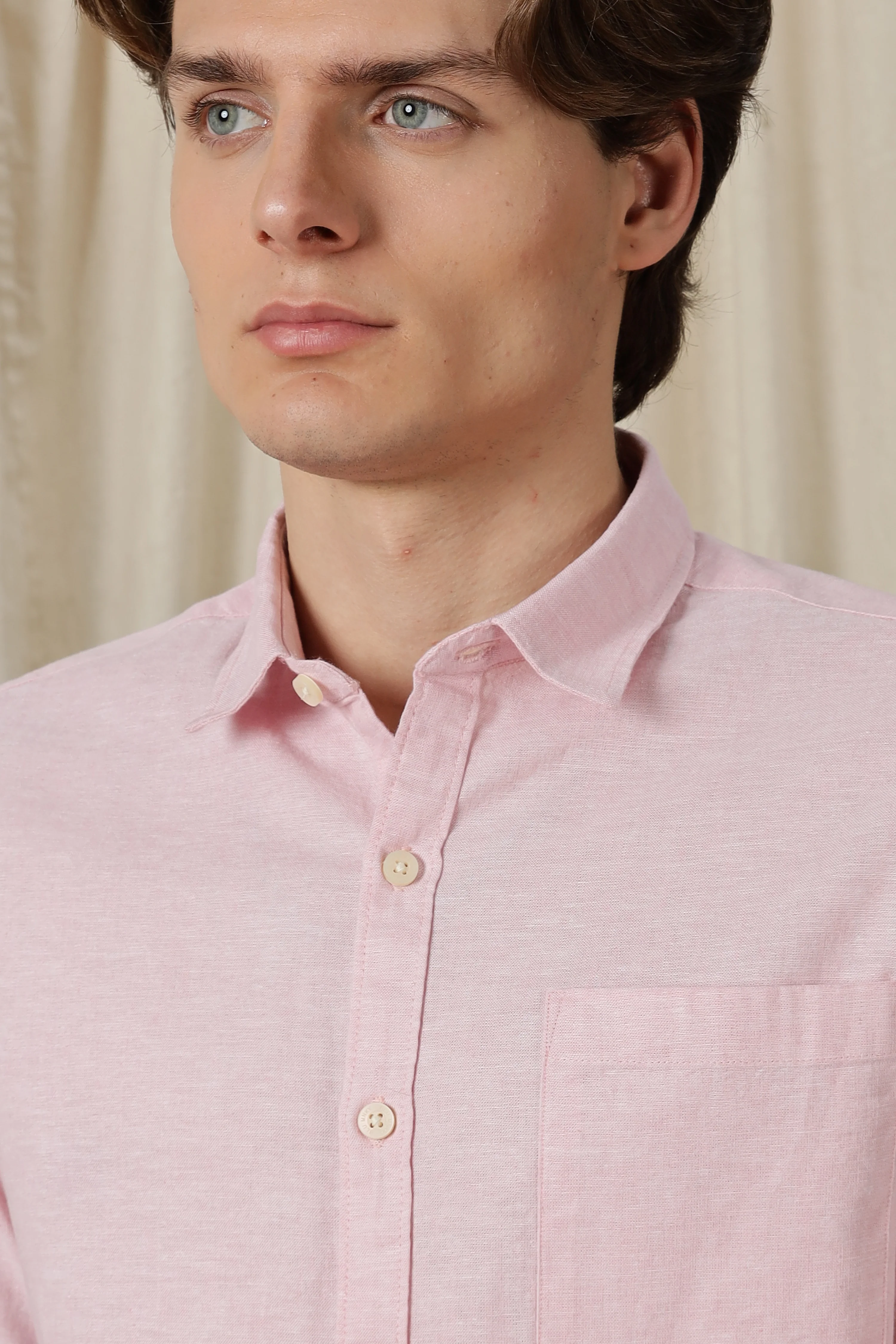 Men Linen Solid Casual Shirt - Image 6