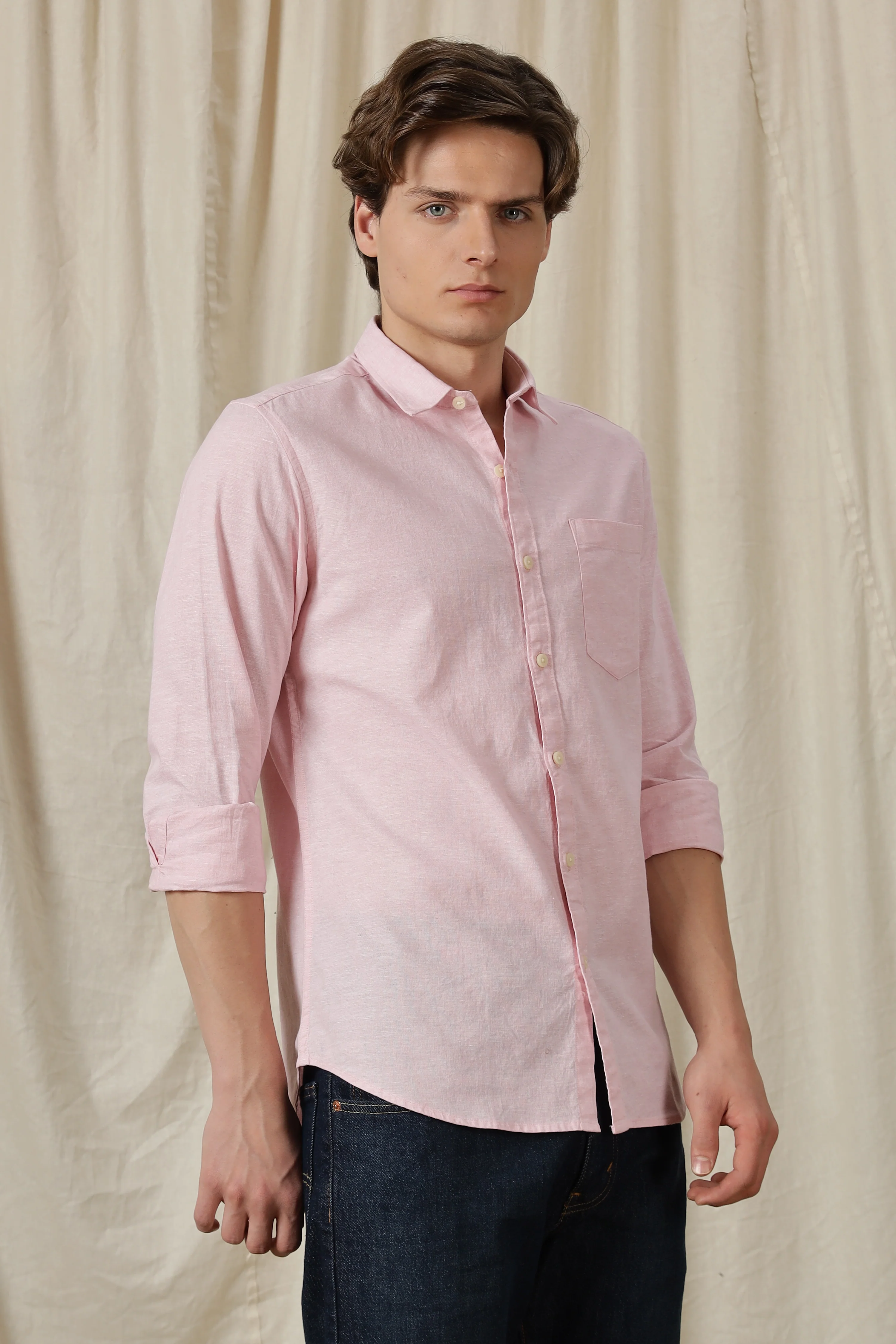 Men Linen Solid Casual Shirt - Image 7