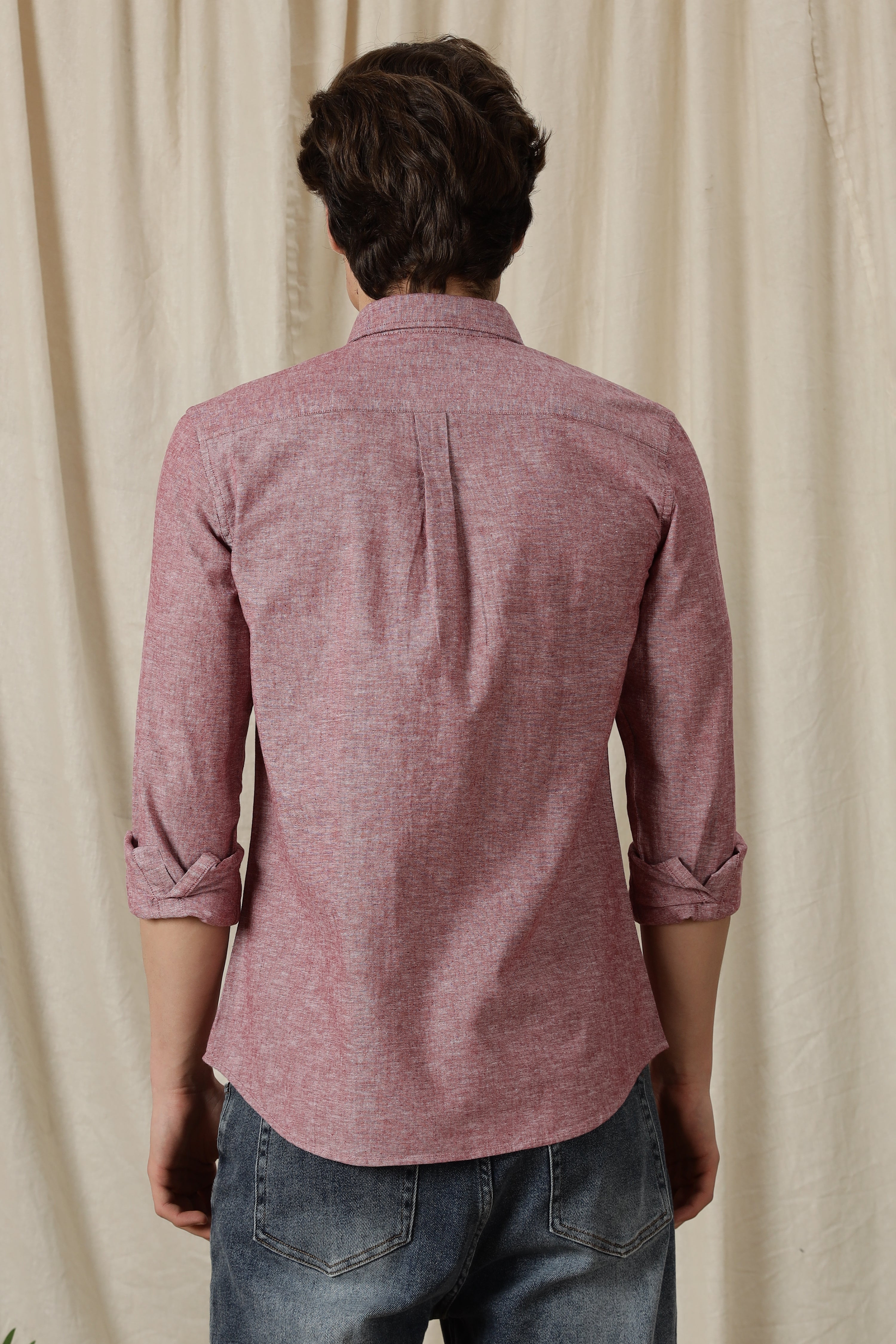 Men Linen Solid Casual Shirt - Image 3