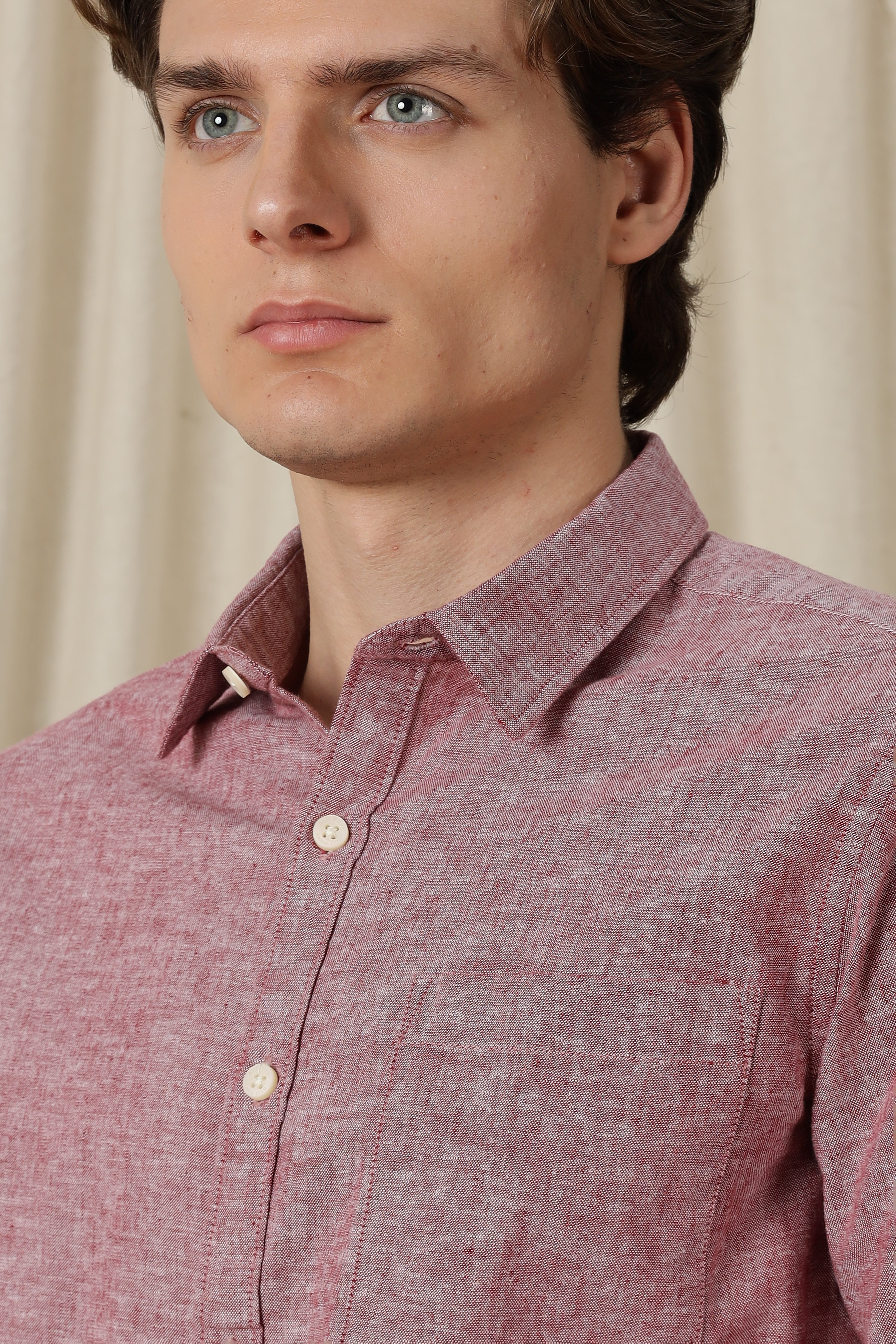 Men Linen Solid Casual Shirt - Image 5