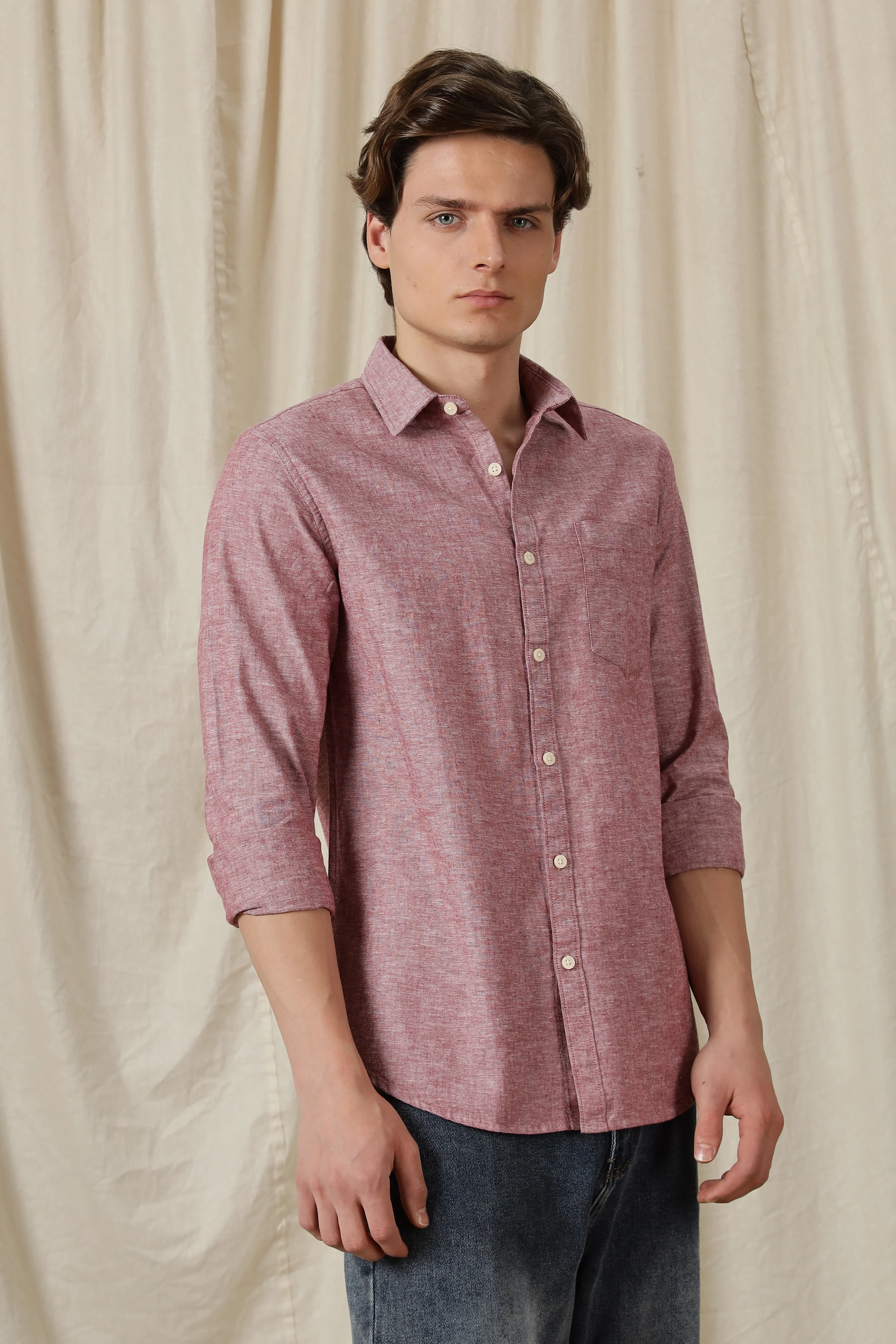 Men Linen Solid Casual Shirt - Image 6