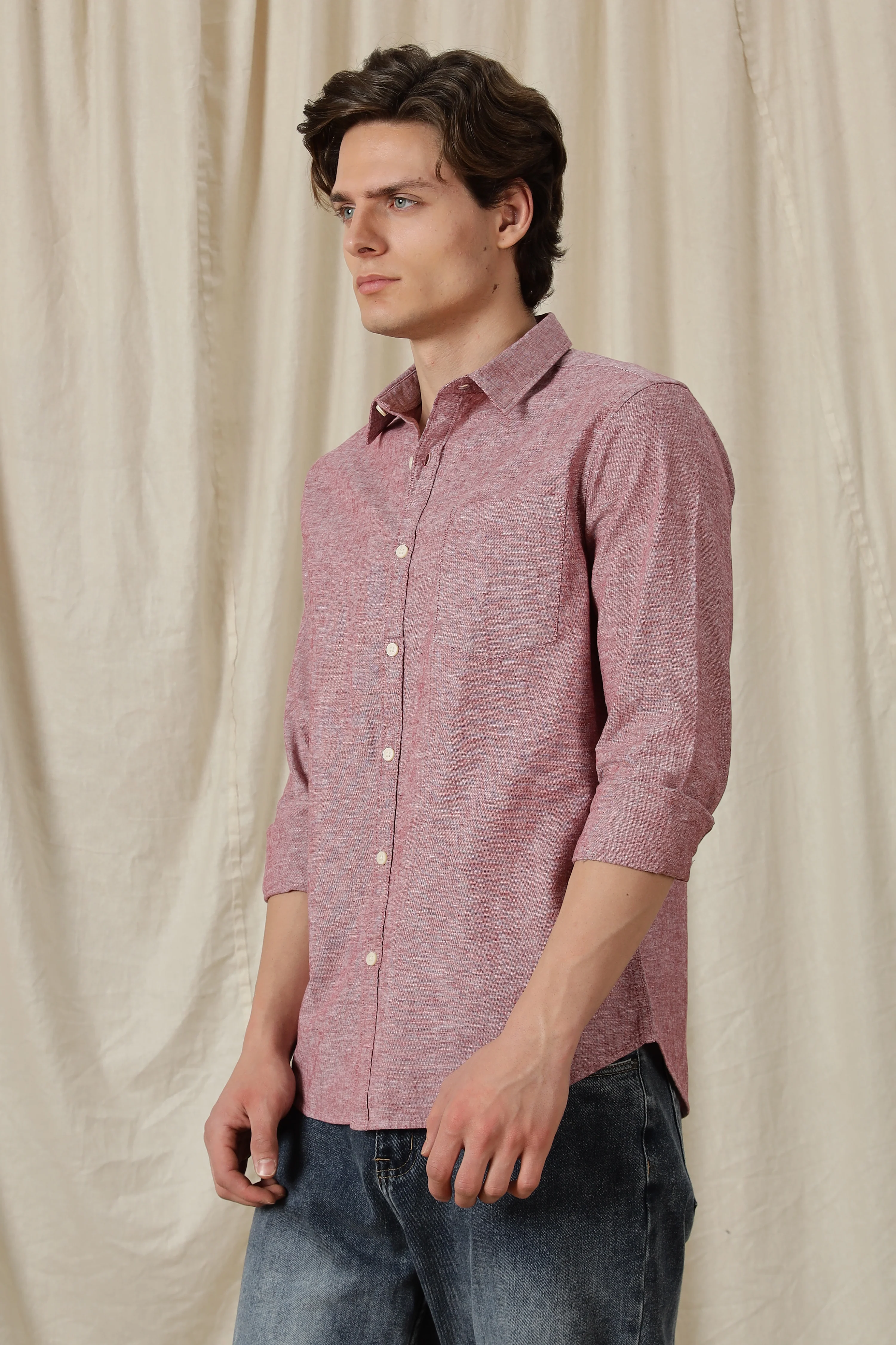 Men Linen Solid Casual Shirt - Image 7