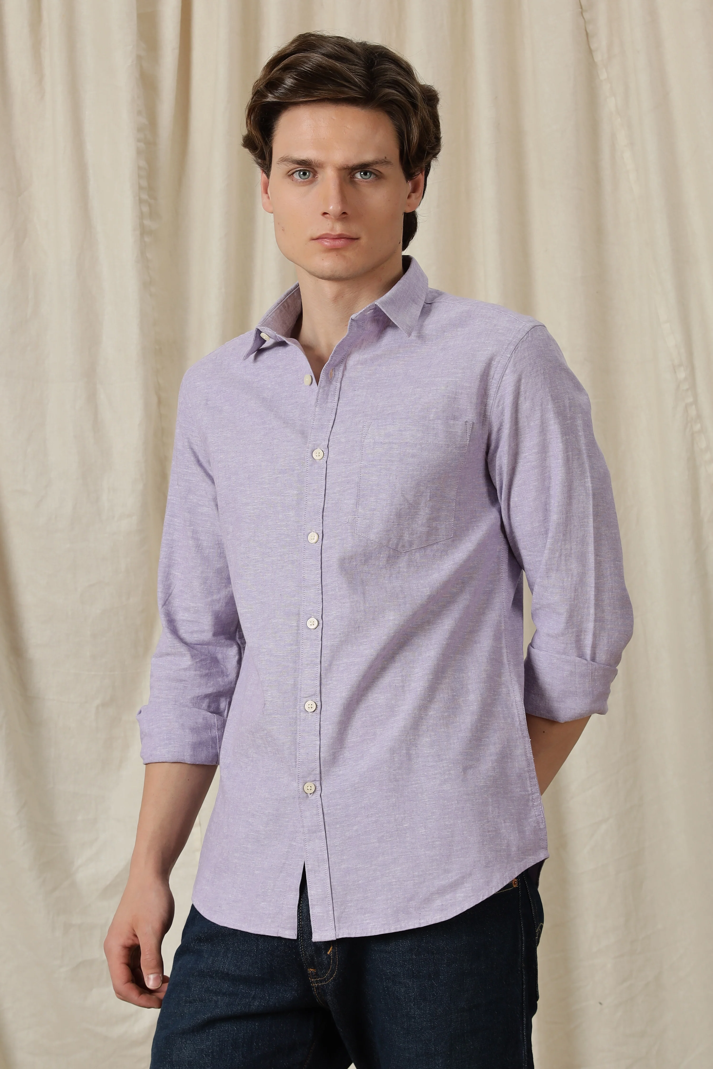 Men Linen Solid Casual Shirt