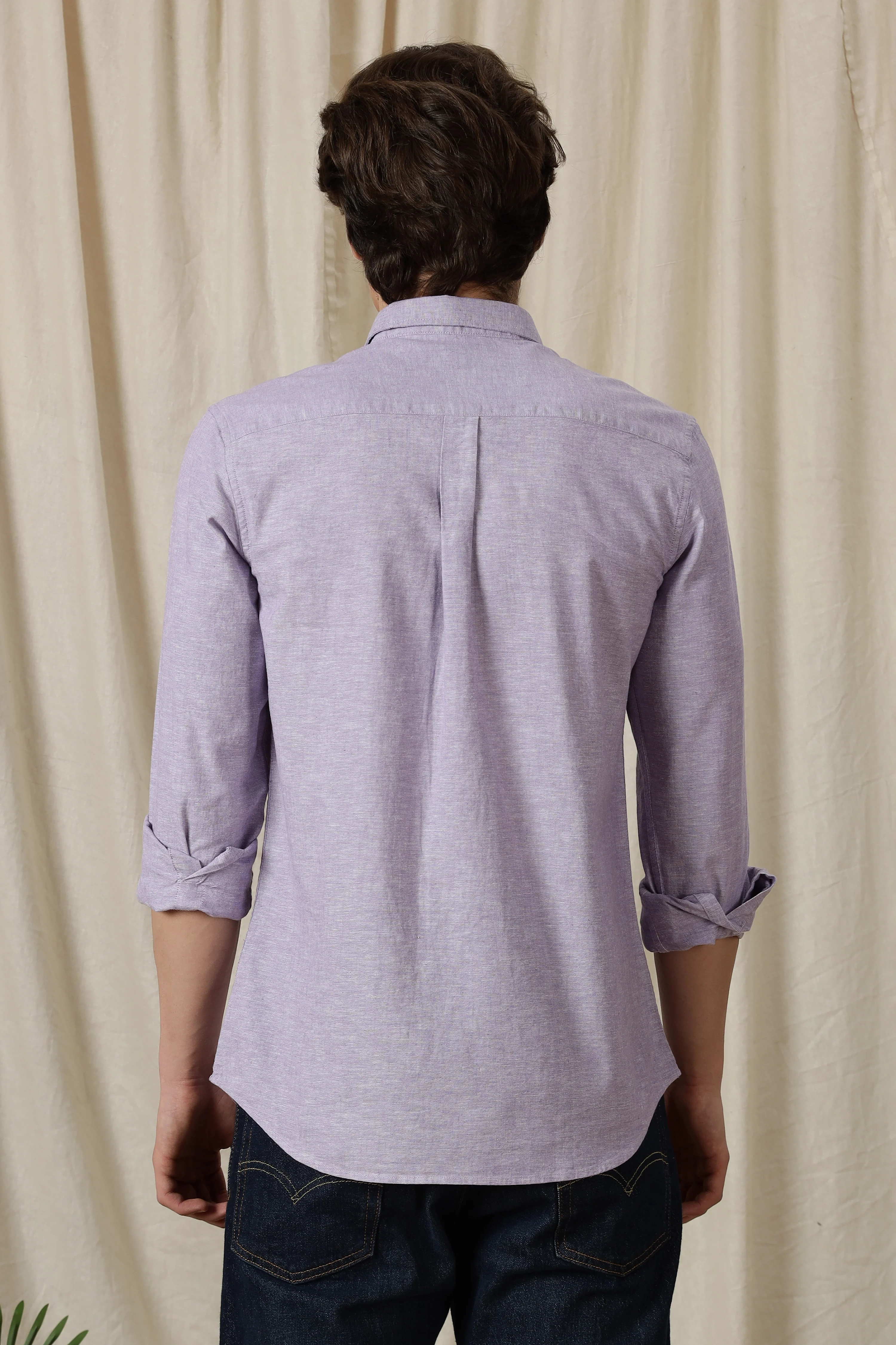 Men Linen Solid Casual Shirt - Image 2