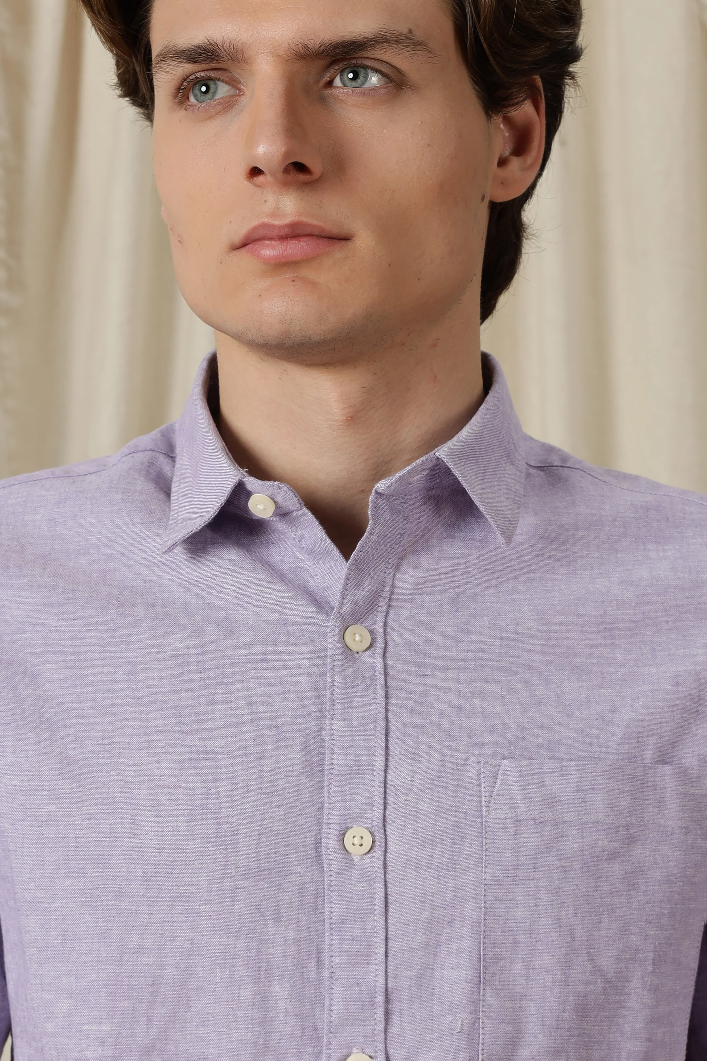 Men Linen Solid Casual Shirt - Image 3