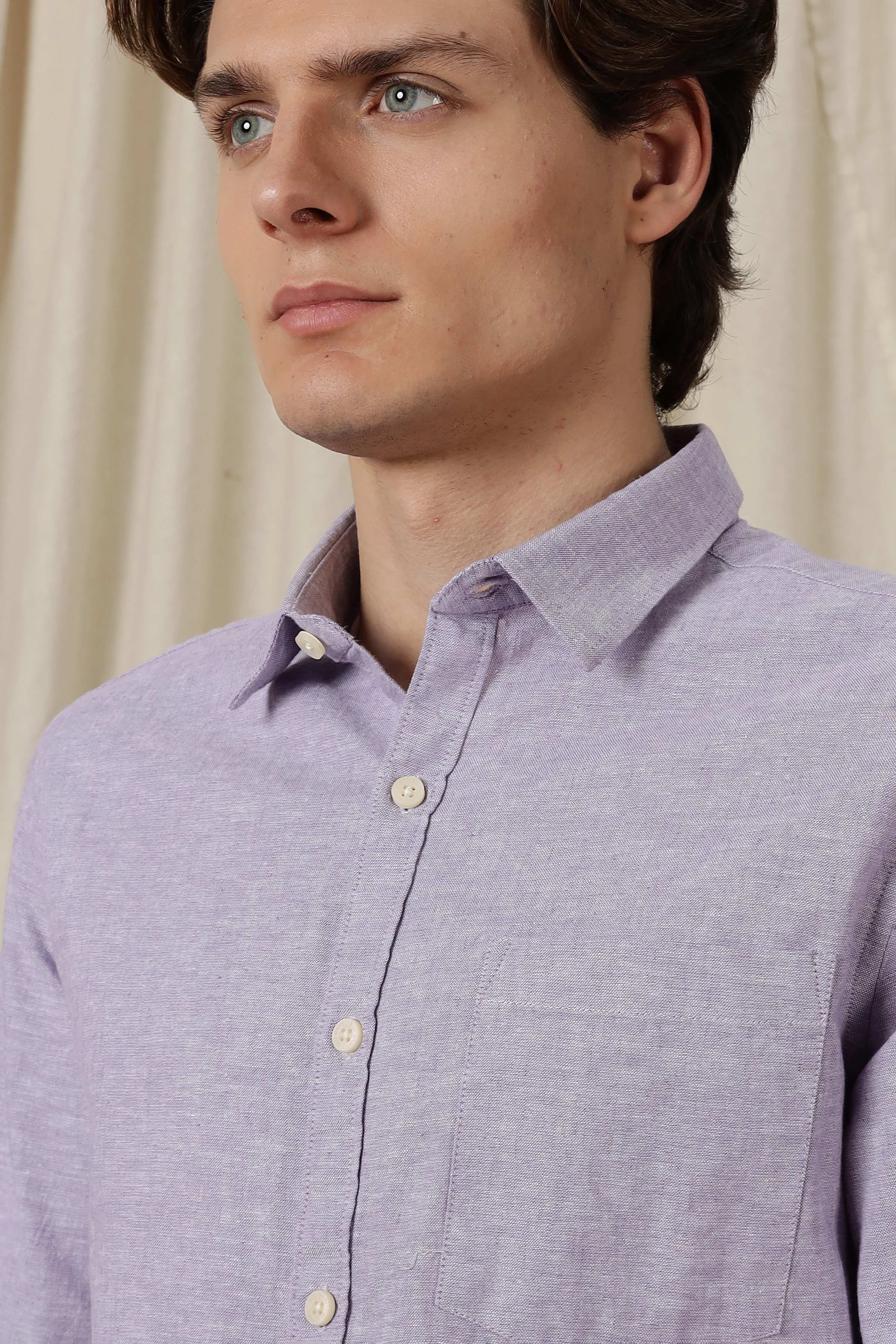 Men Linen Solid Casual Shirt - Image 4