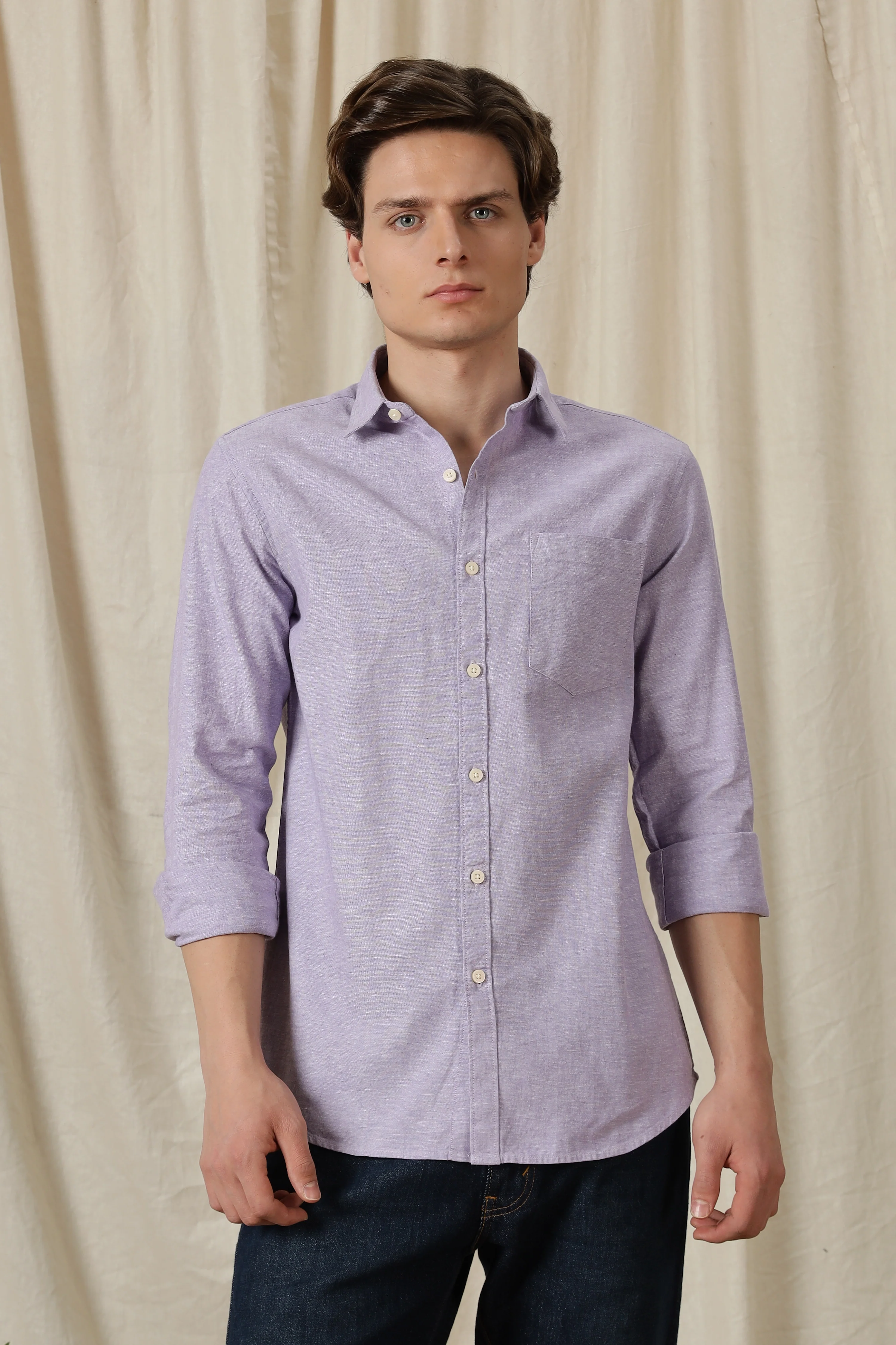 Men Linen Solid Casual Shirt - Image 5