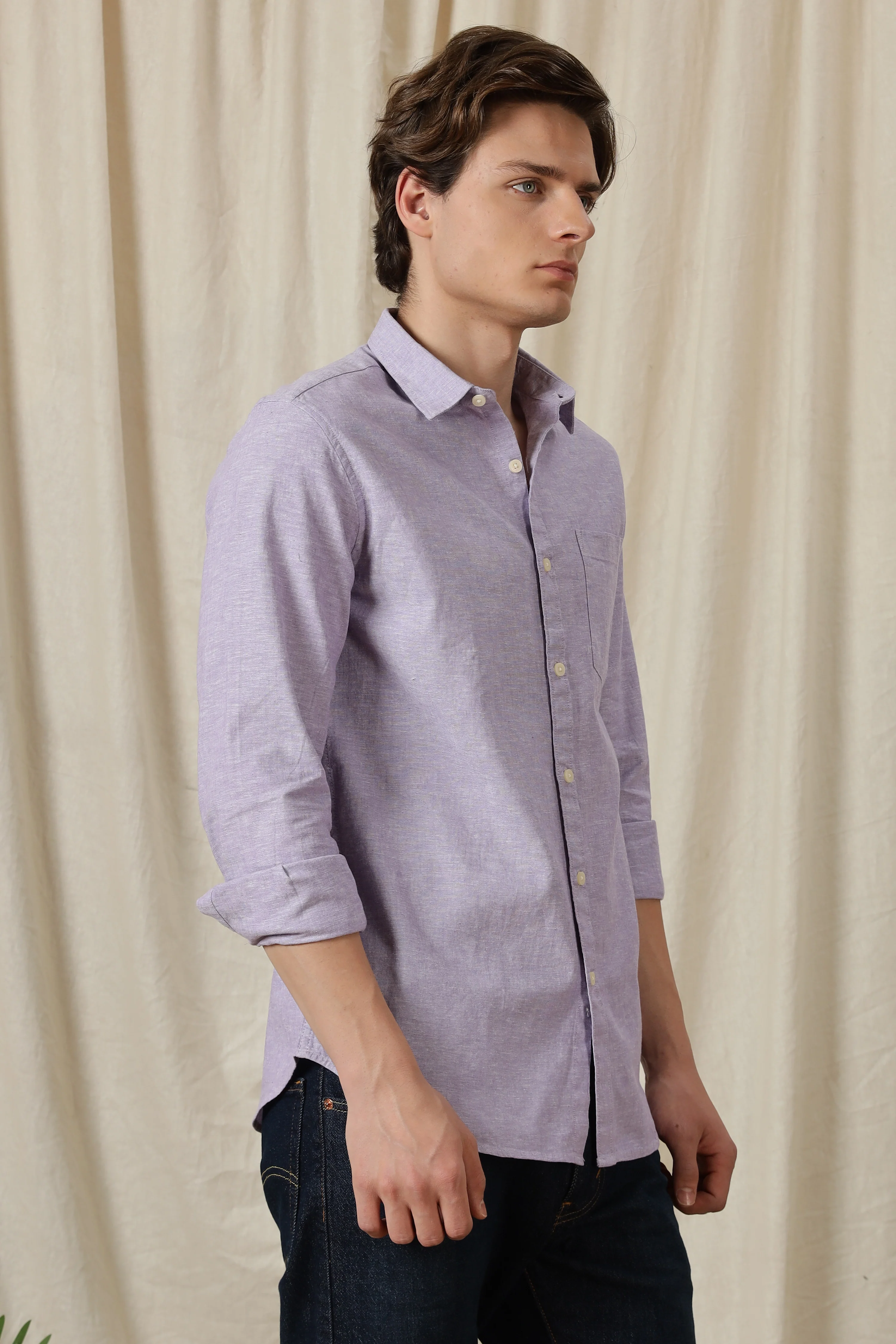 Men Linen Solid Casual Shirt - Image 6