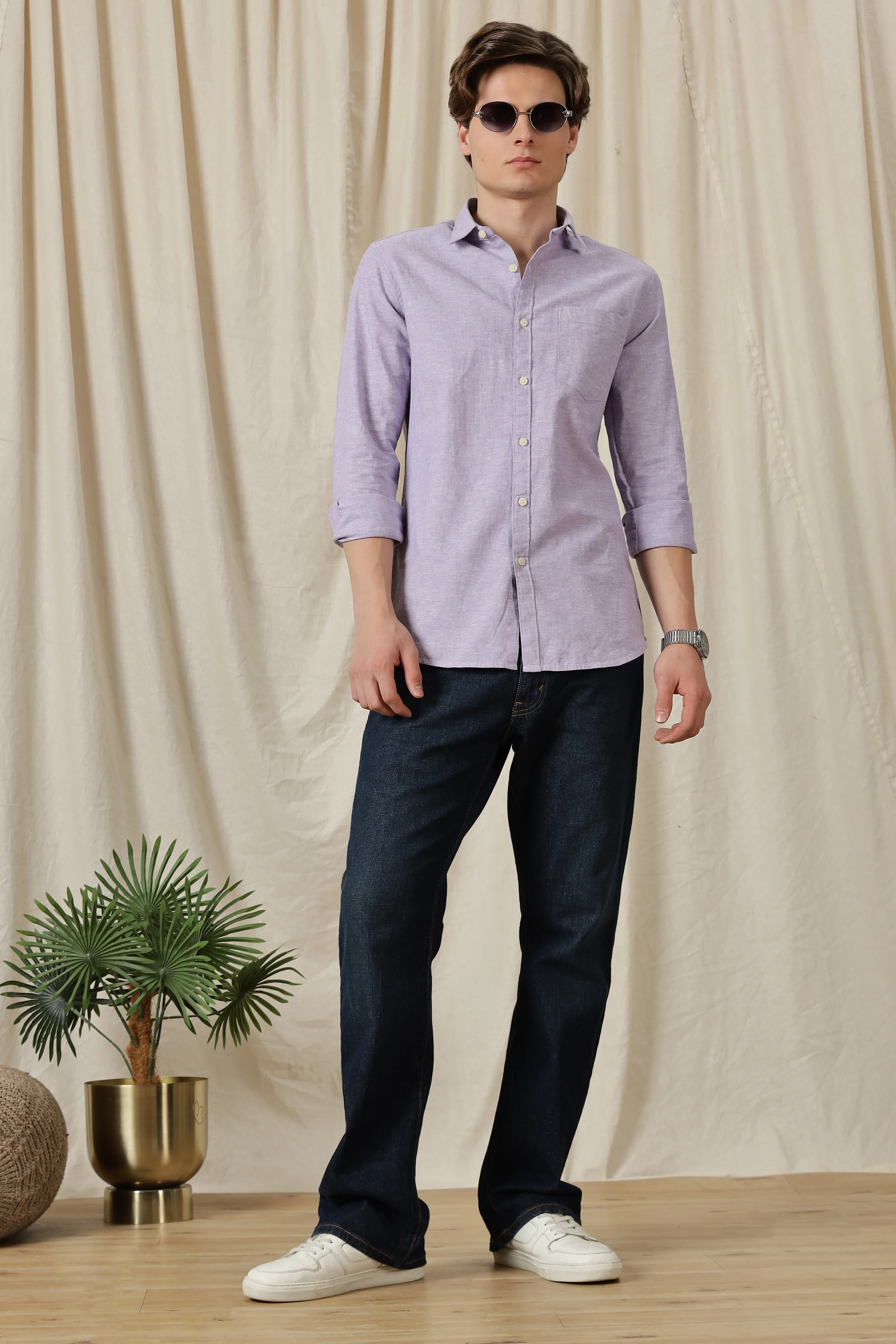 Men Linen Solid Casual Shirt - Image 7