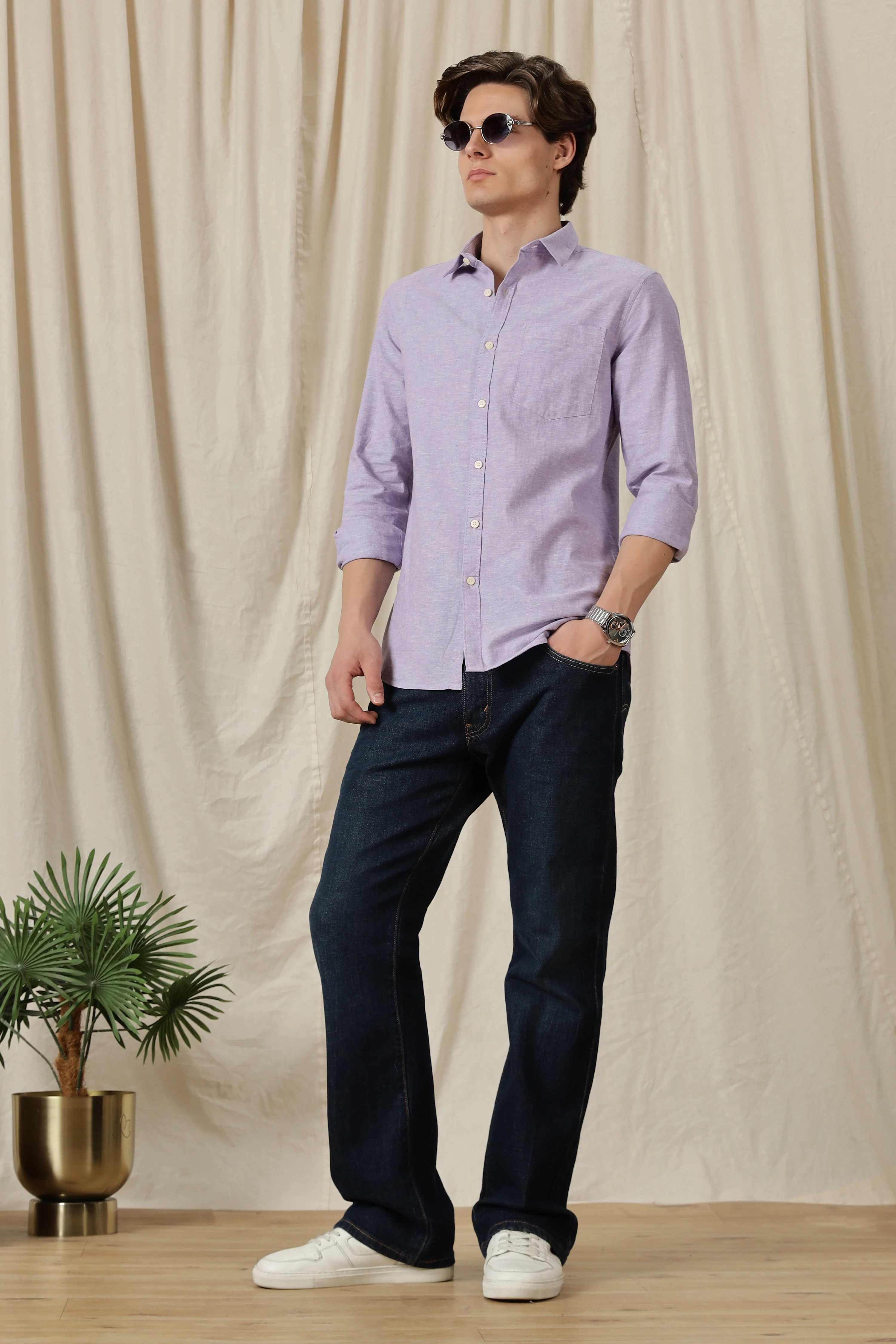 Men Linen Solid Casual Shirt - Image 8
