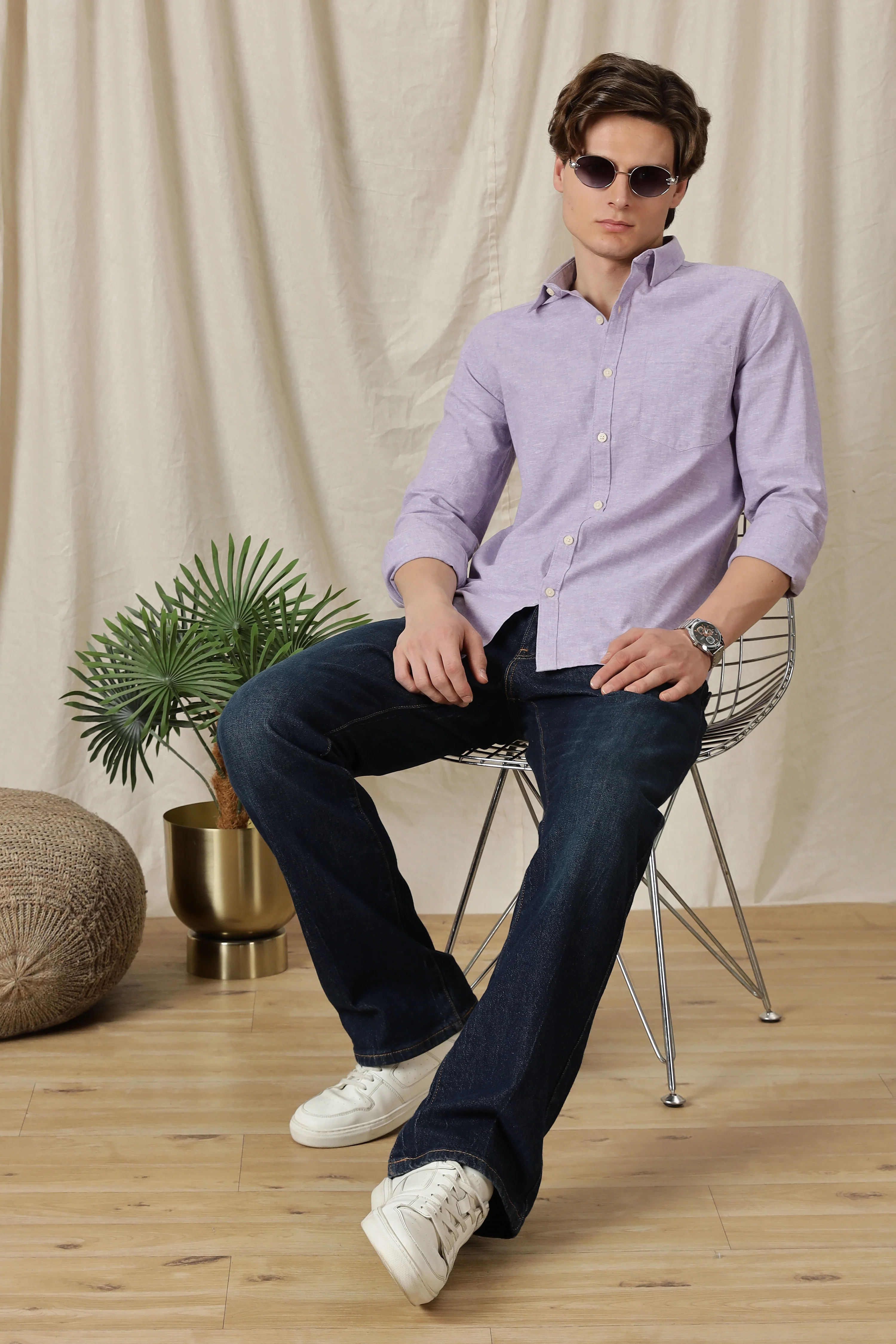 Men Linen Solid Casual Shirt - Image 9