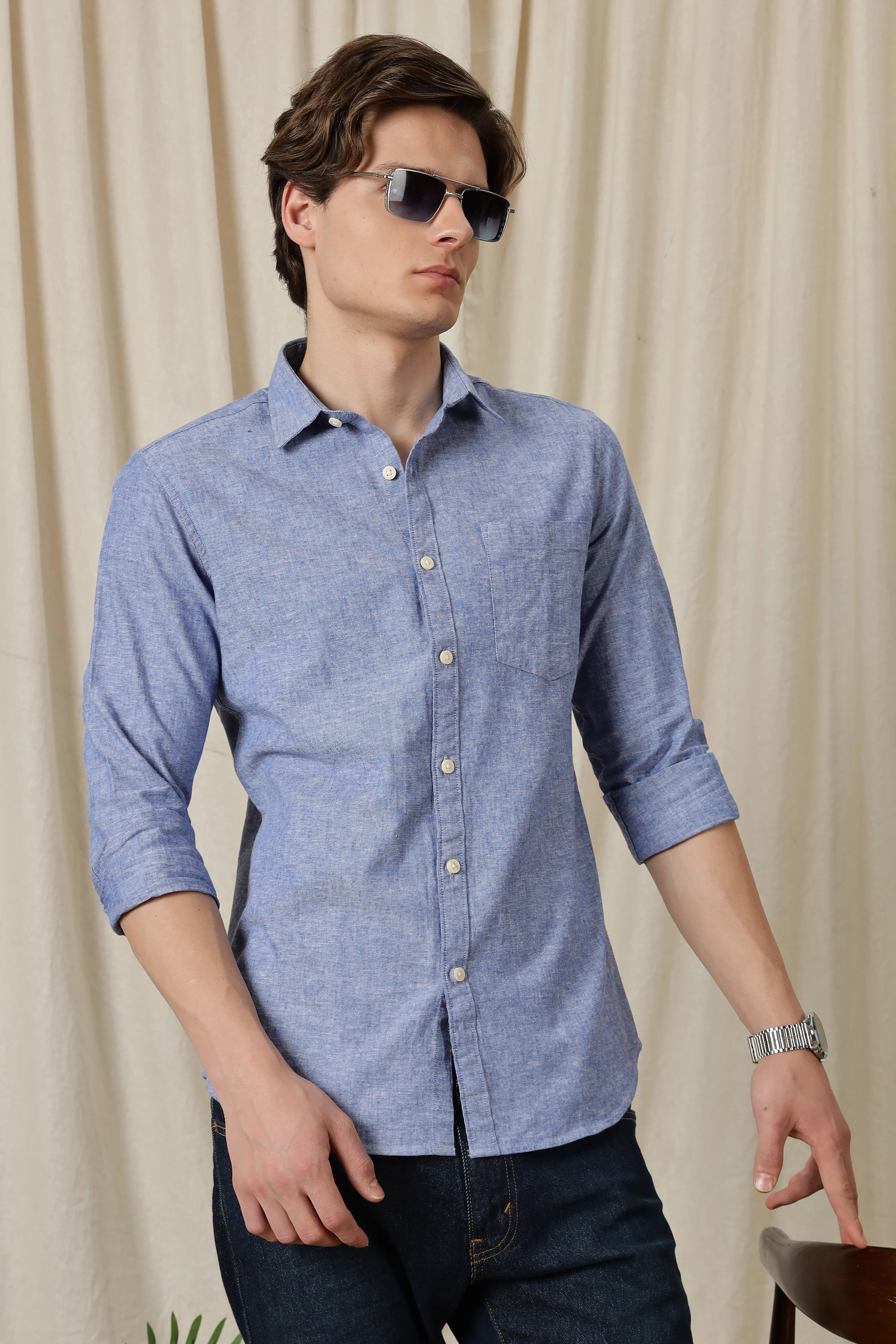 Men Linen Solid Casual Shirt - Image 11