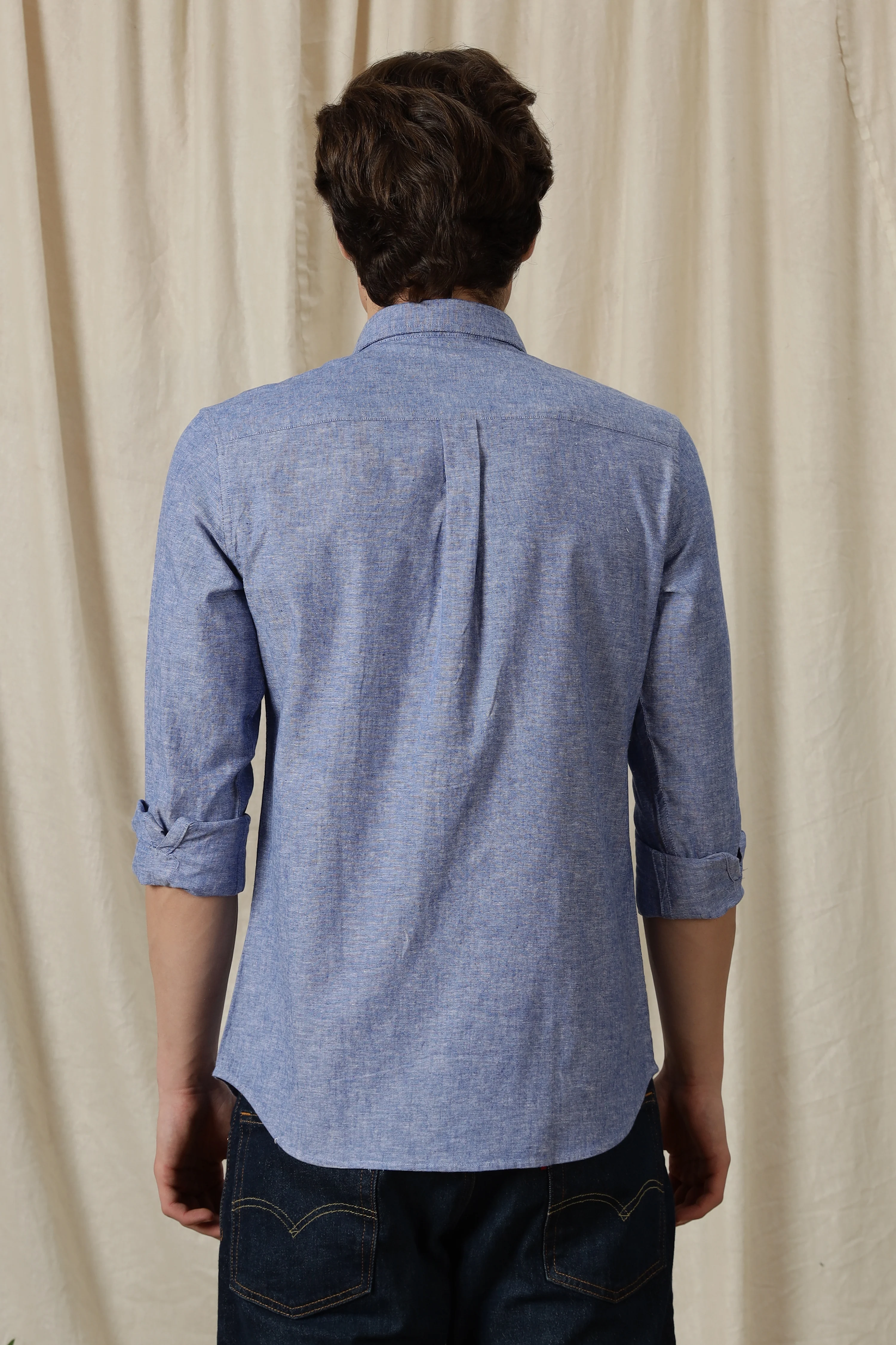 Men Linen Solid Casual Shirt - Image 2