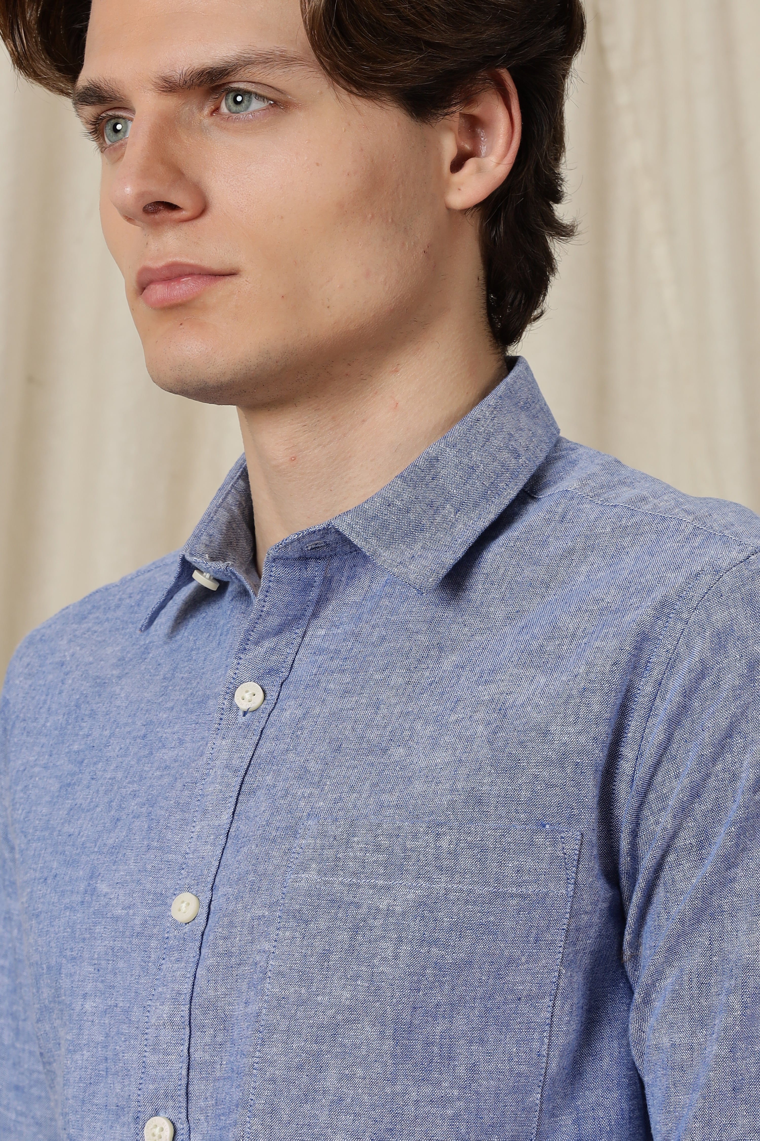 Men Linen Solid Casual Shirt - Image 4