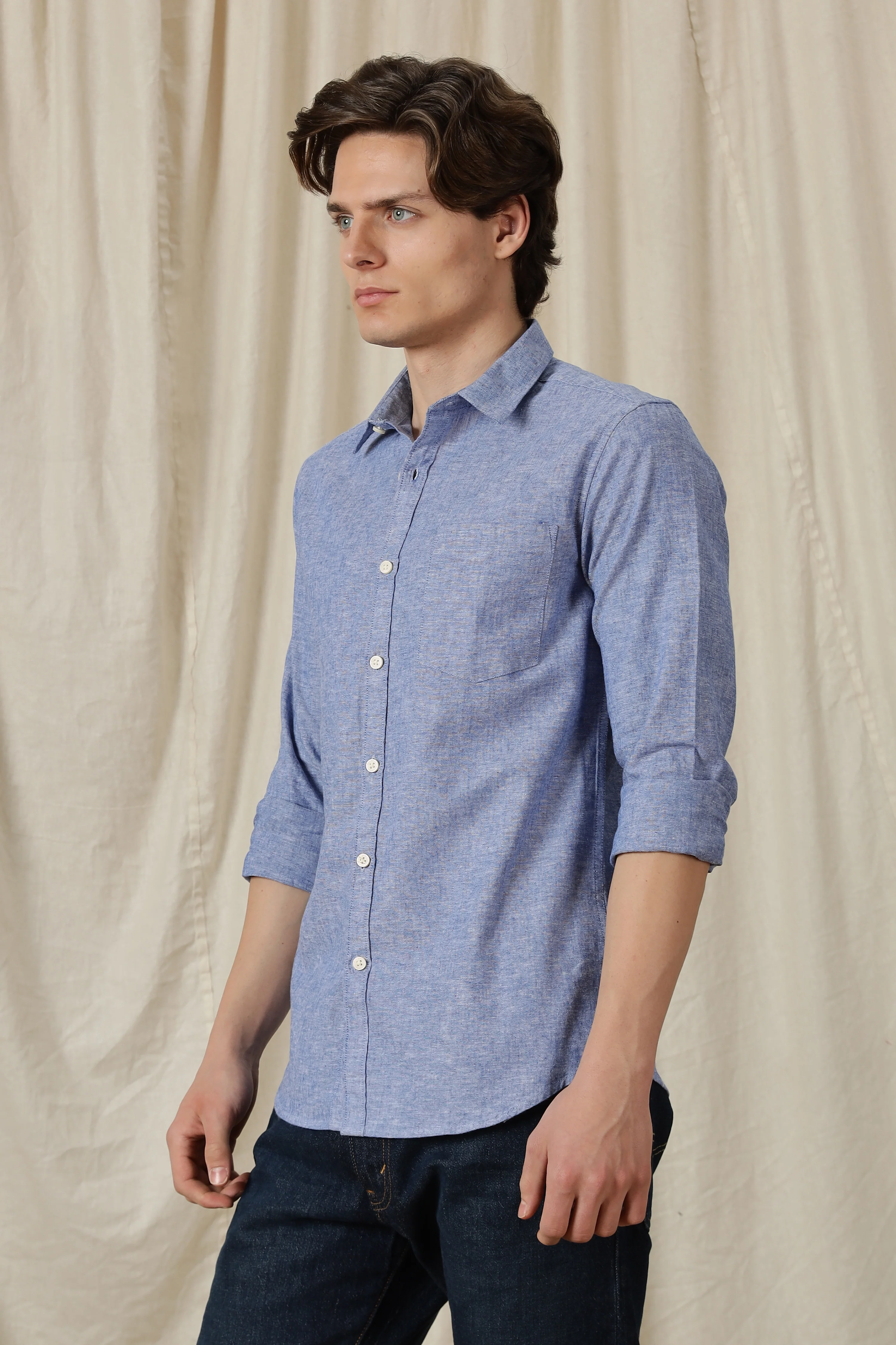 Men Linen Solid Casual Shirt - Image 5