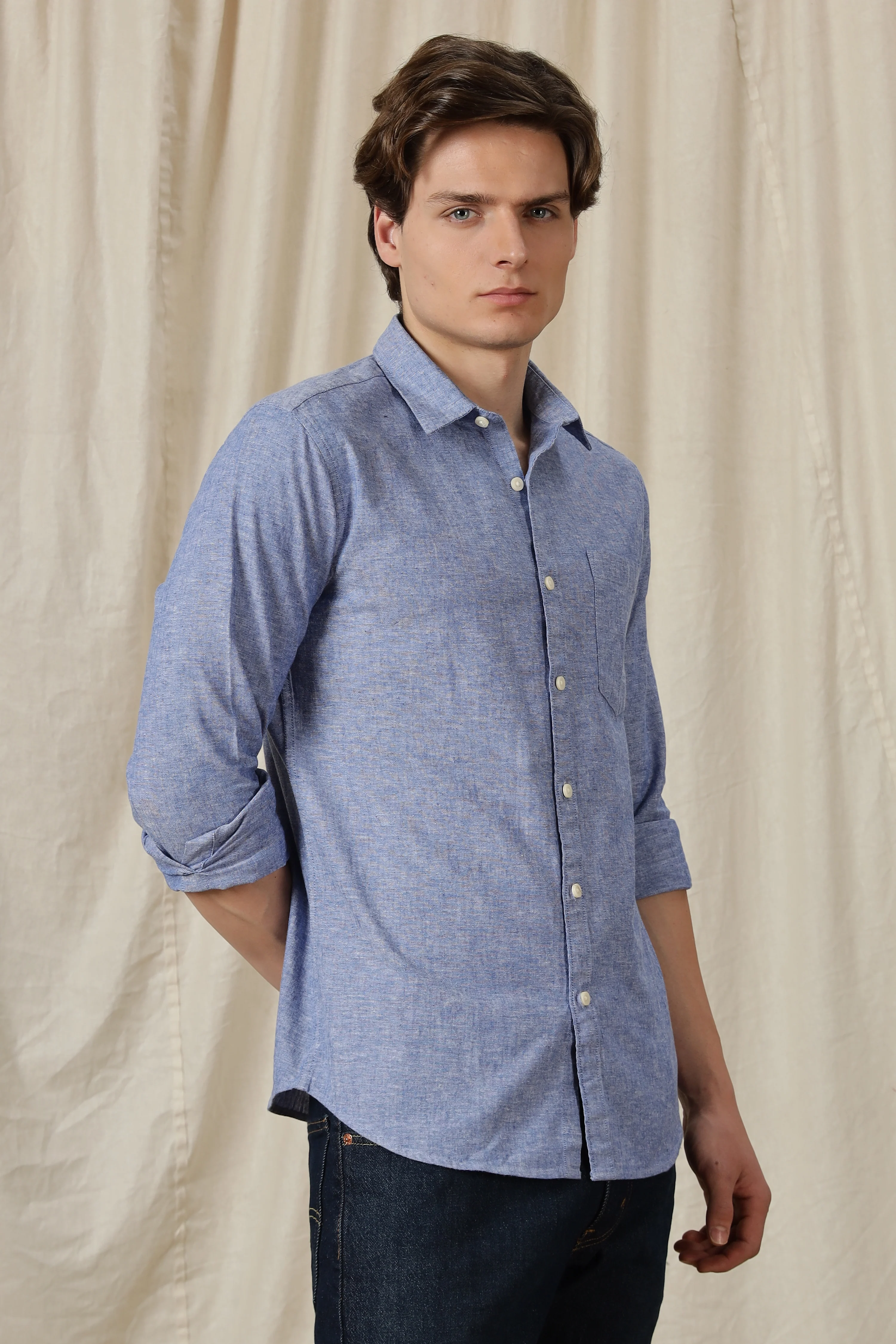 Men Linen Solid Casual Shirt - Image 6