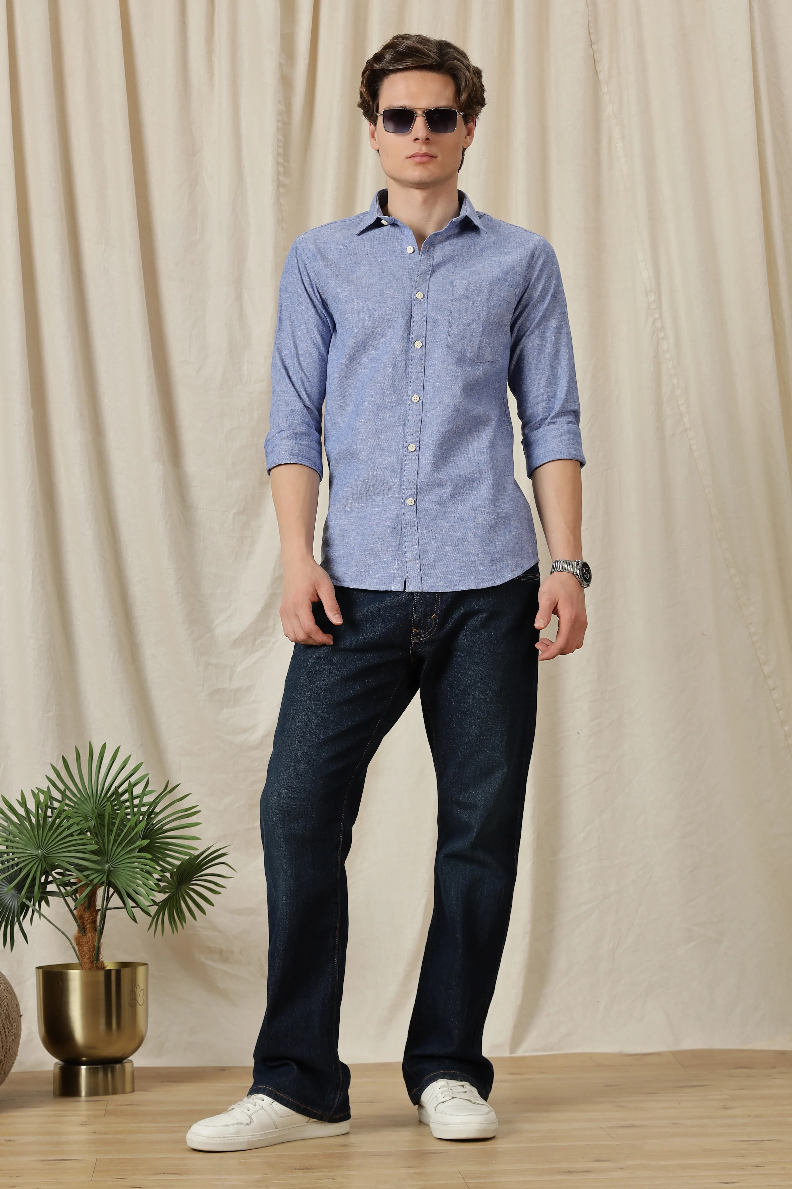 Men Linen Solid Casual Shirt - Image 7