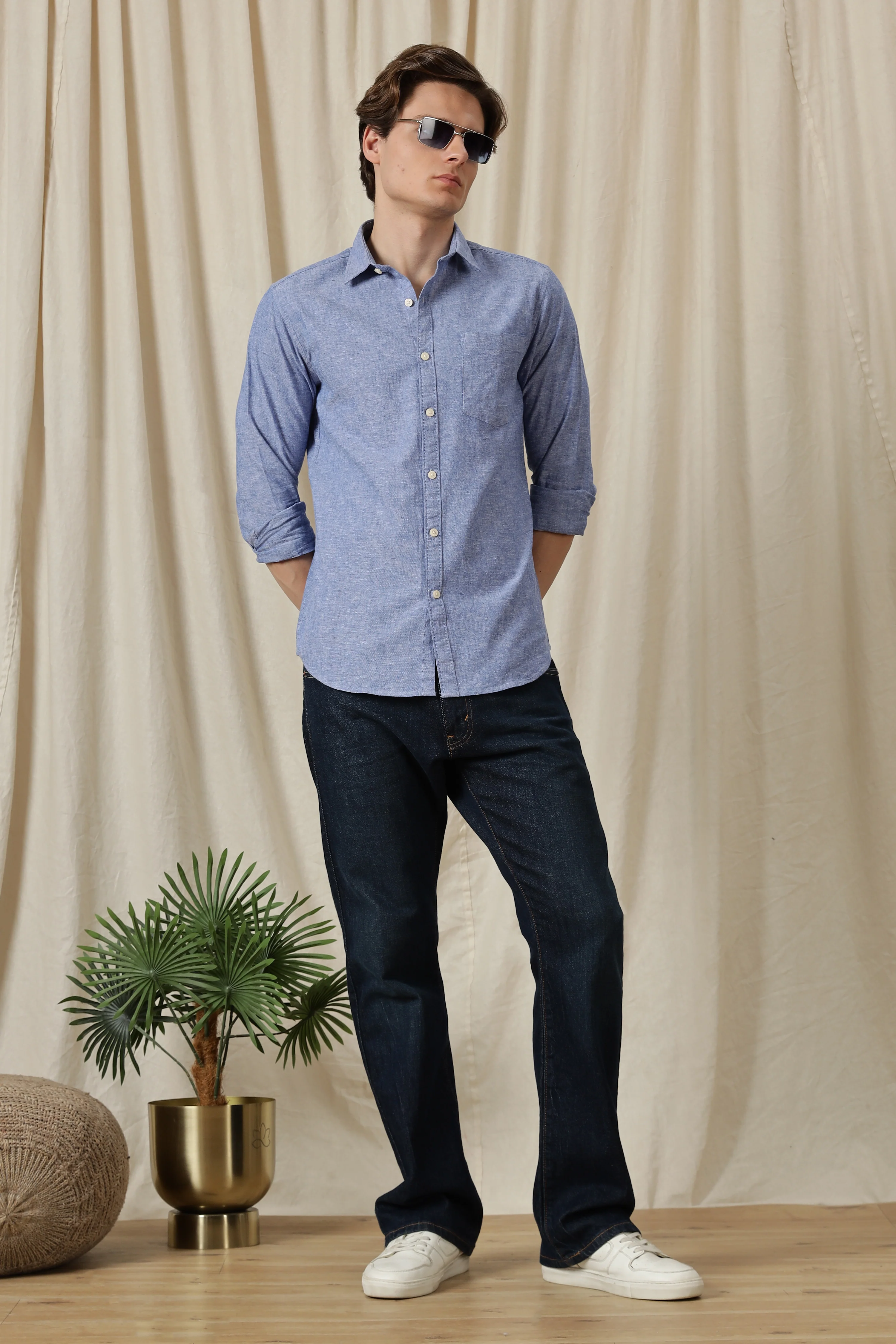 Men Linen Solid Casual Shirt - Image 8