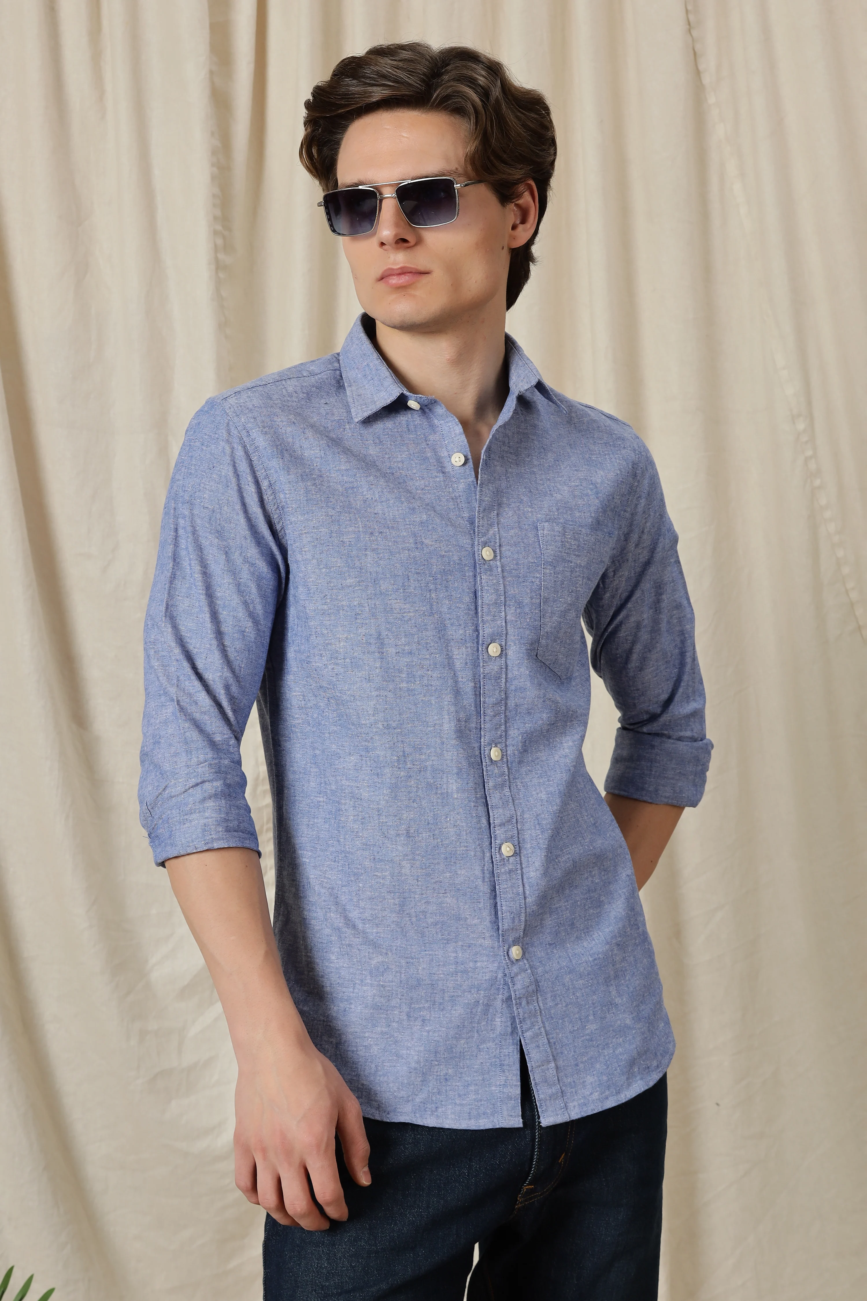 Men Linen Solid Casual Shirt - Image 9