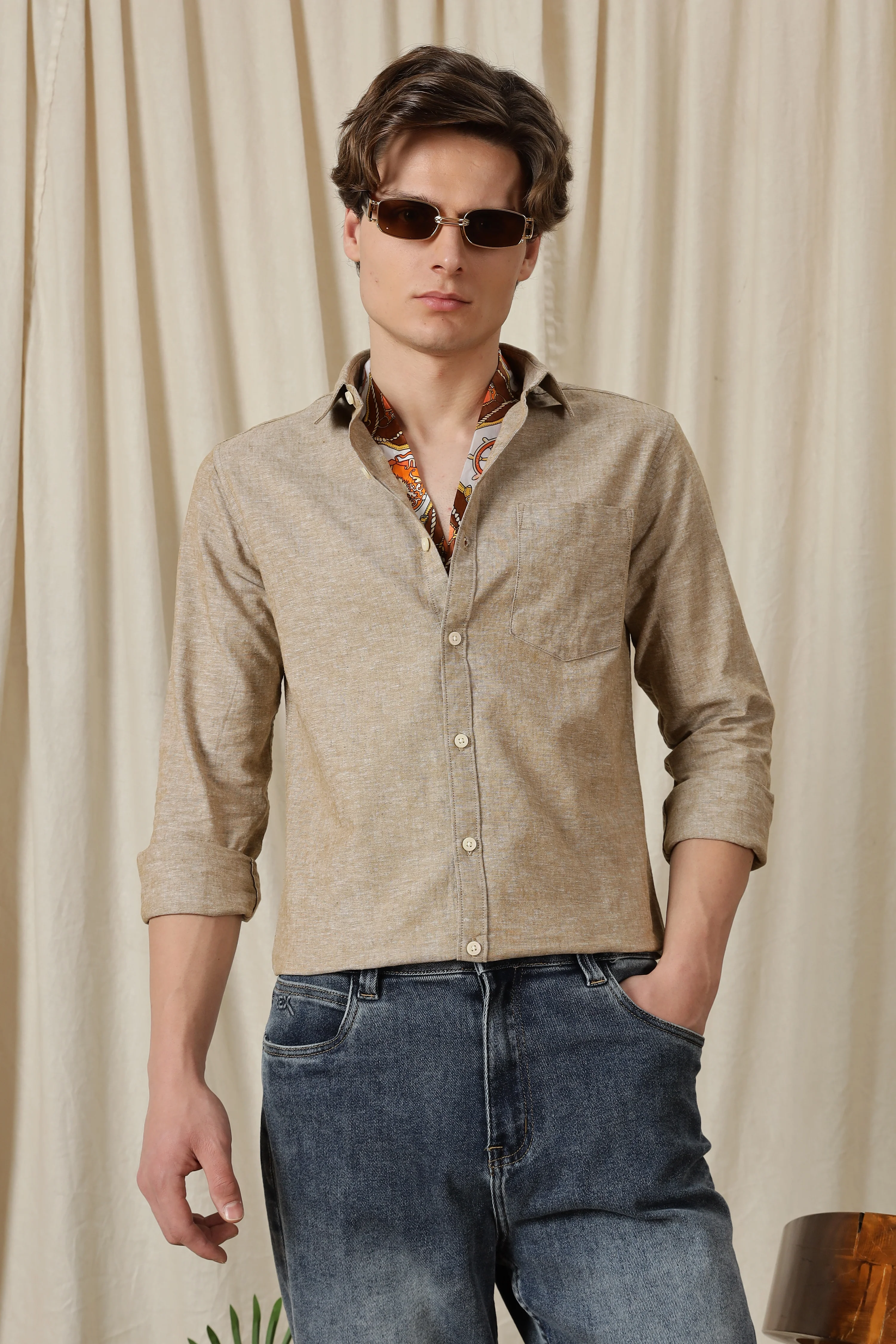 Men Linen Solid Casual Shirt - Image 12