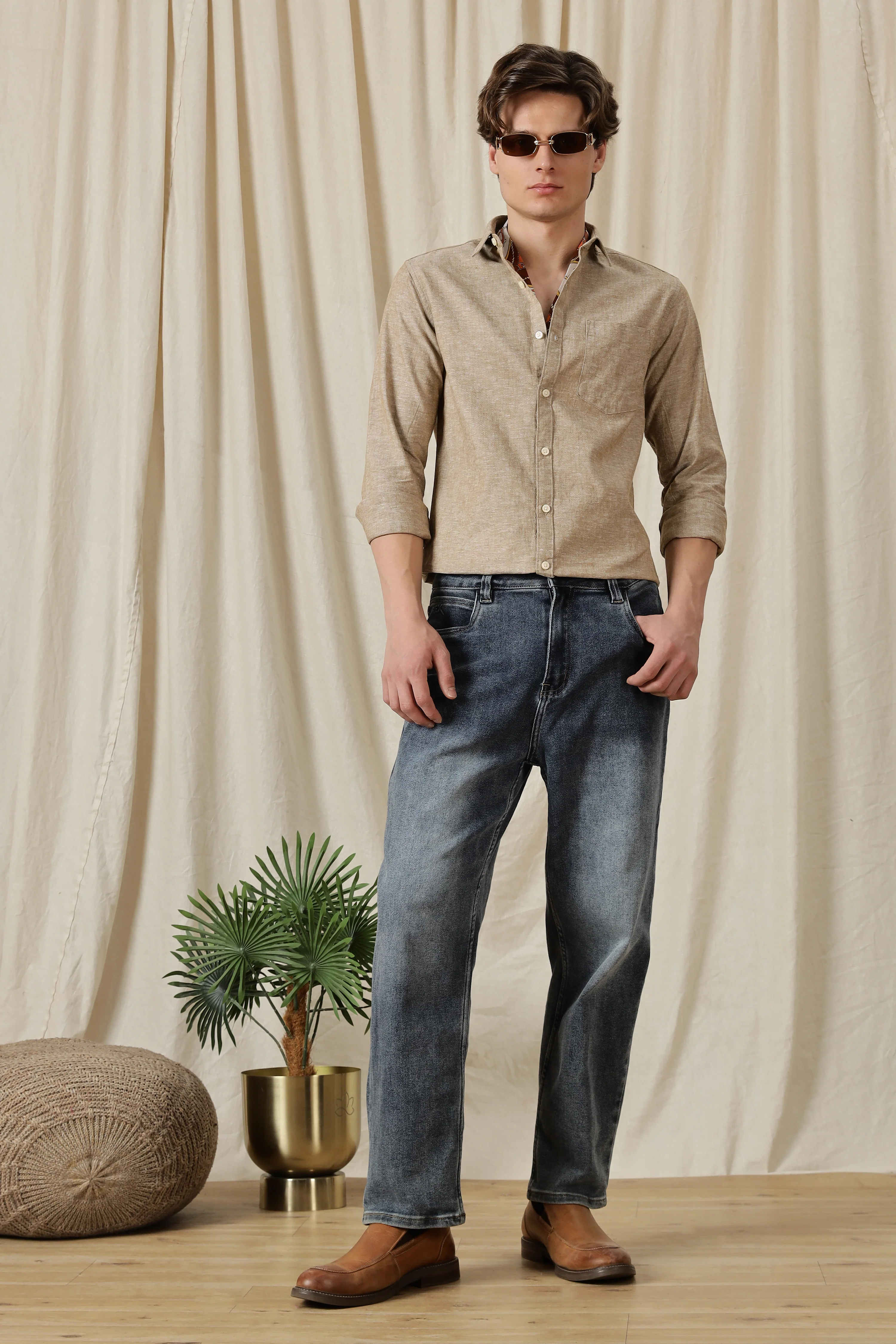 Men Linen Solid Casual Shirt - Image 5