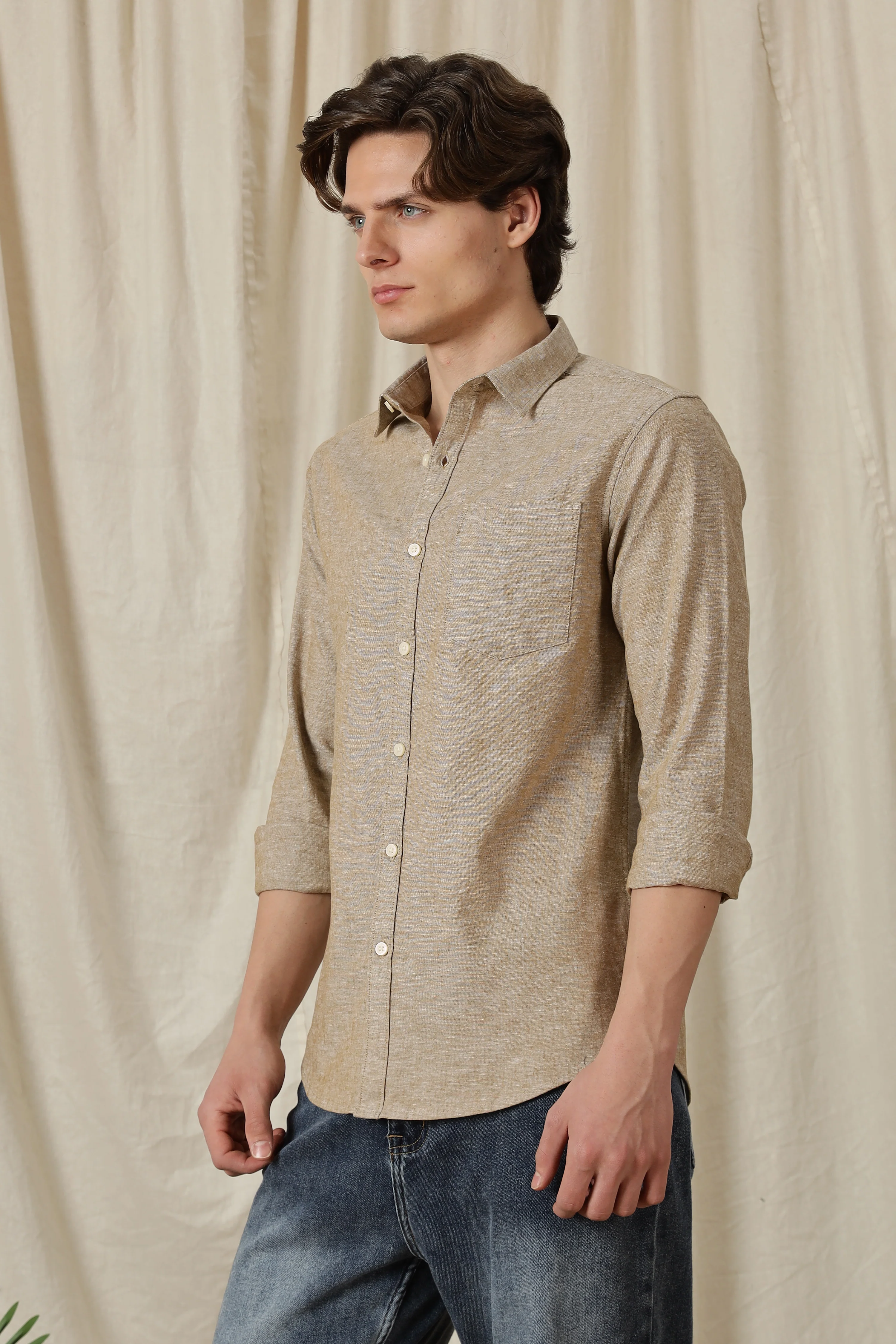 Men Linen Solid Casual Shirt - Image 6