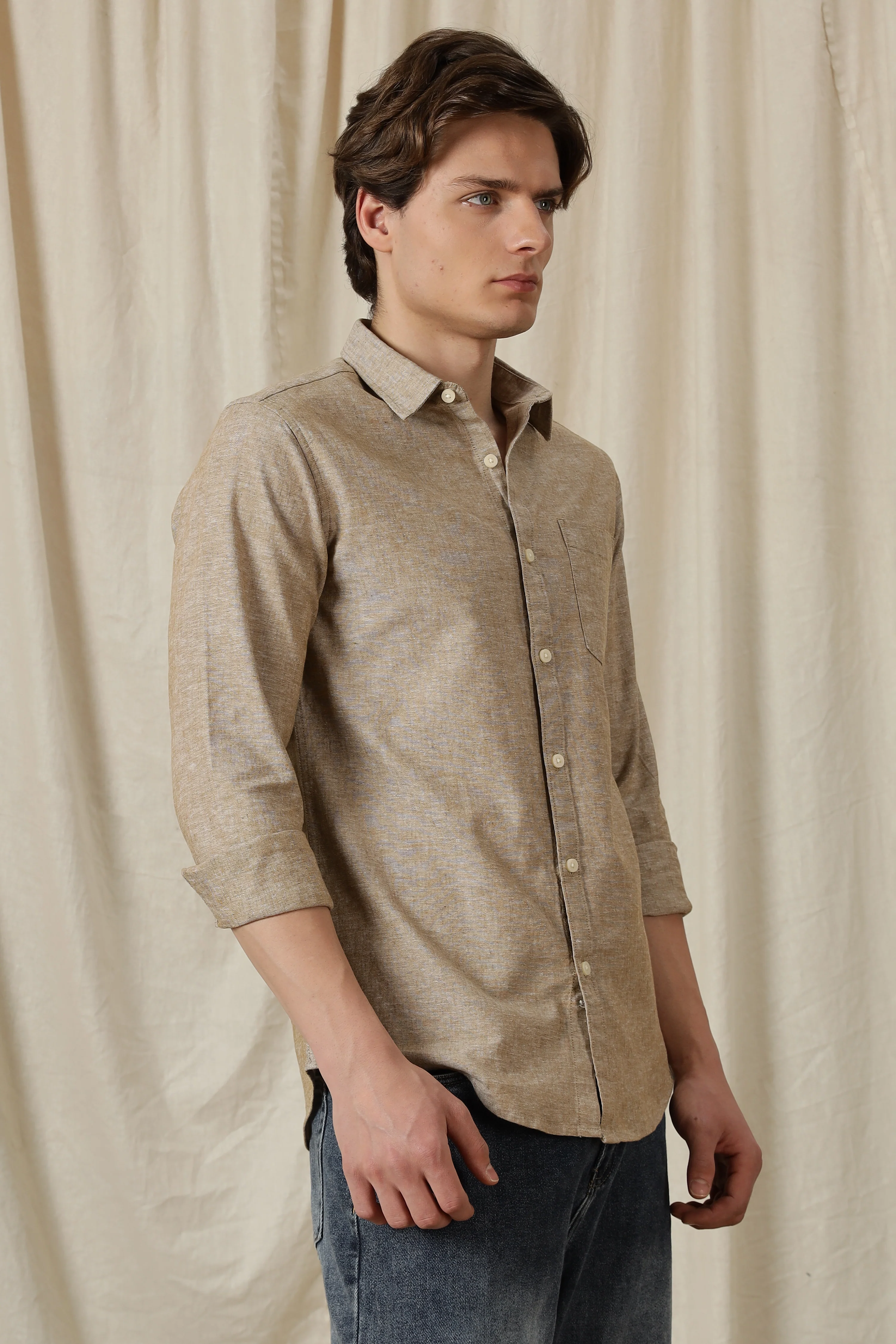 Men Linen Solid Casual Shirt - Image 7