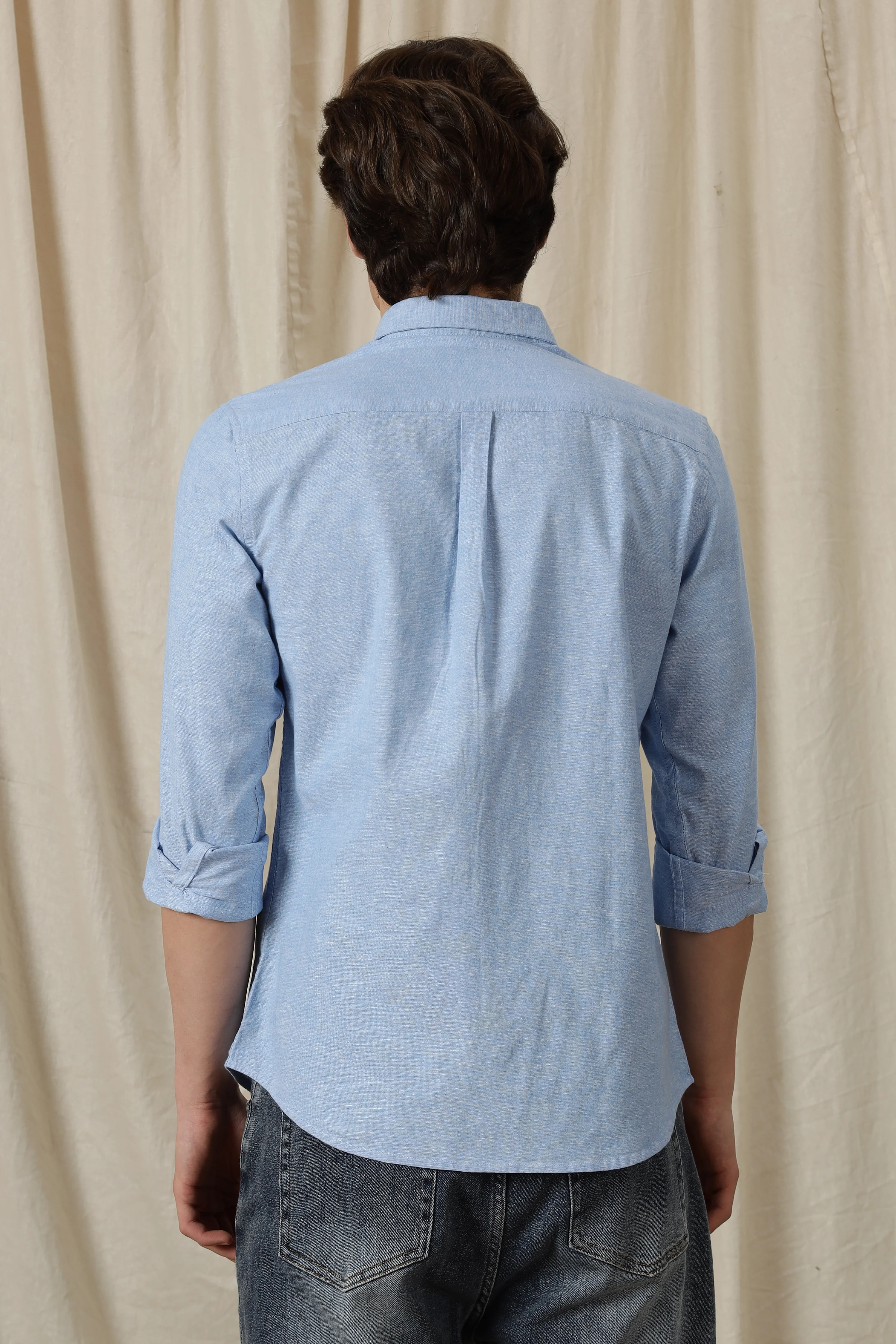 Men Linen Solid Casual Shirt - Image 4