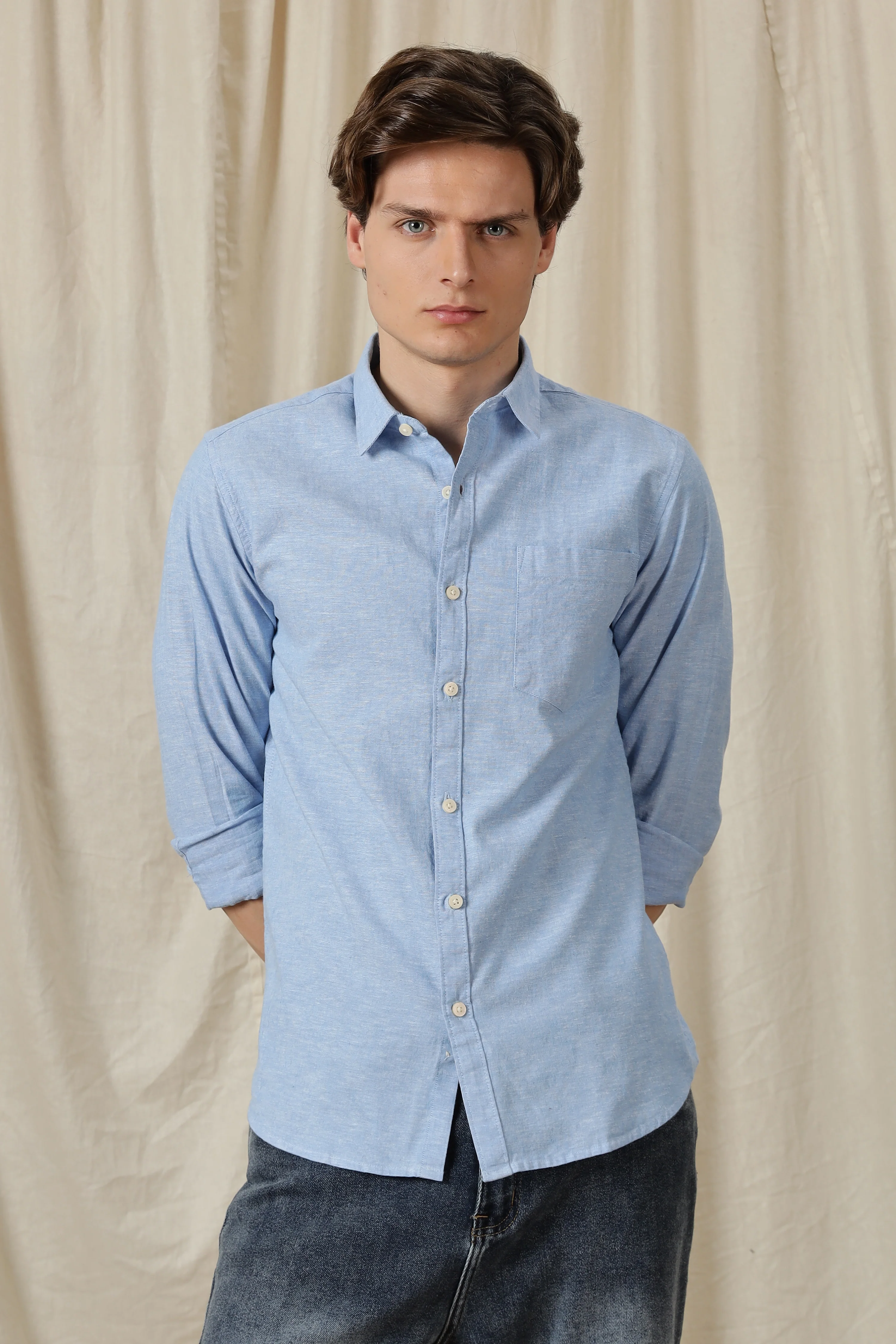 Men Linen Solid Casual Shirt - Image 6