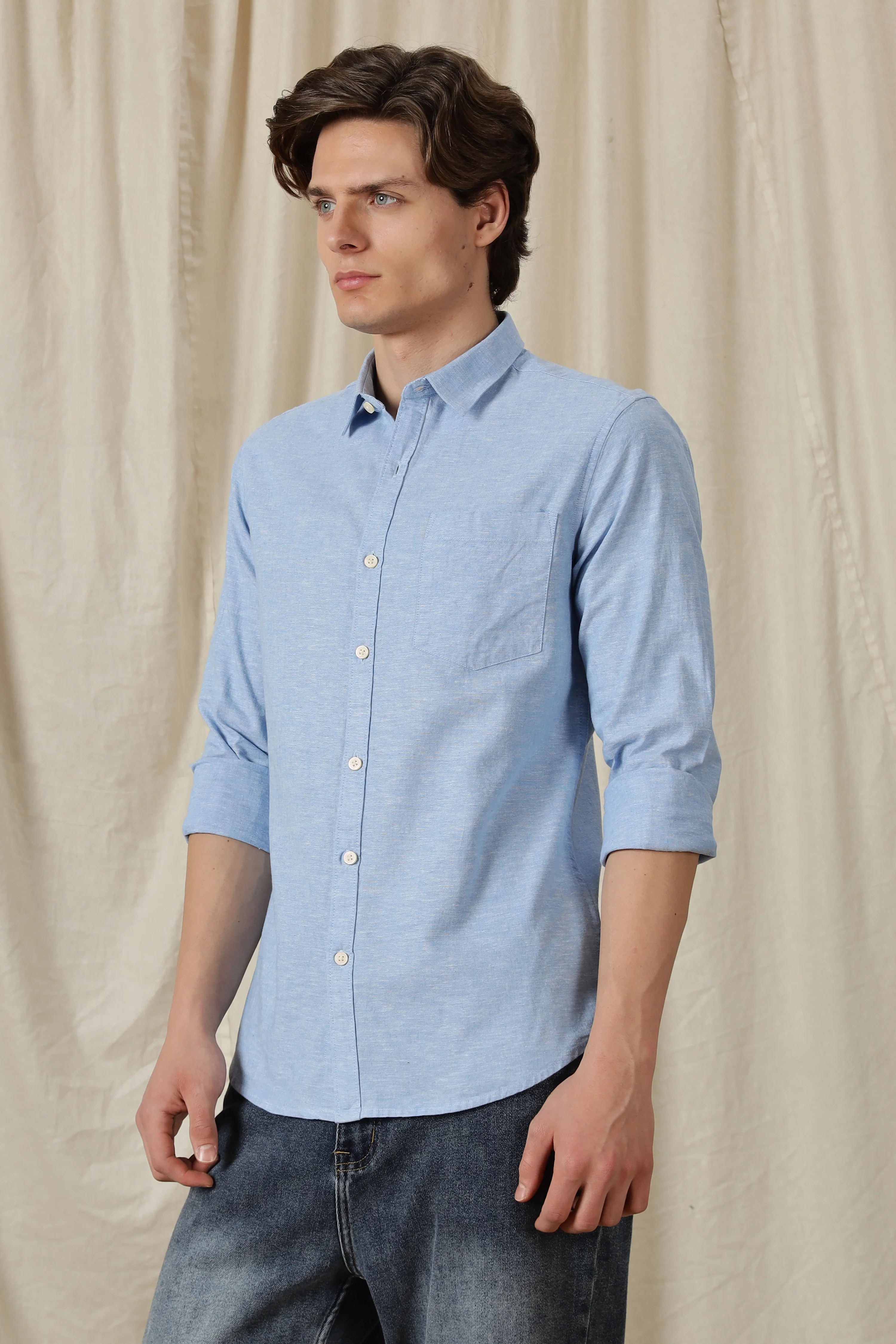 Men Linen Solid Casual Shirt - Image 7