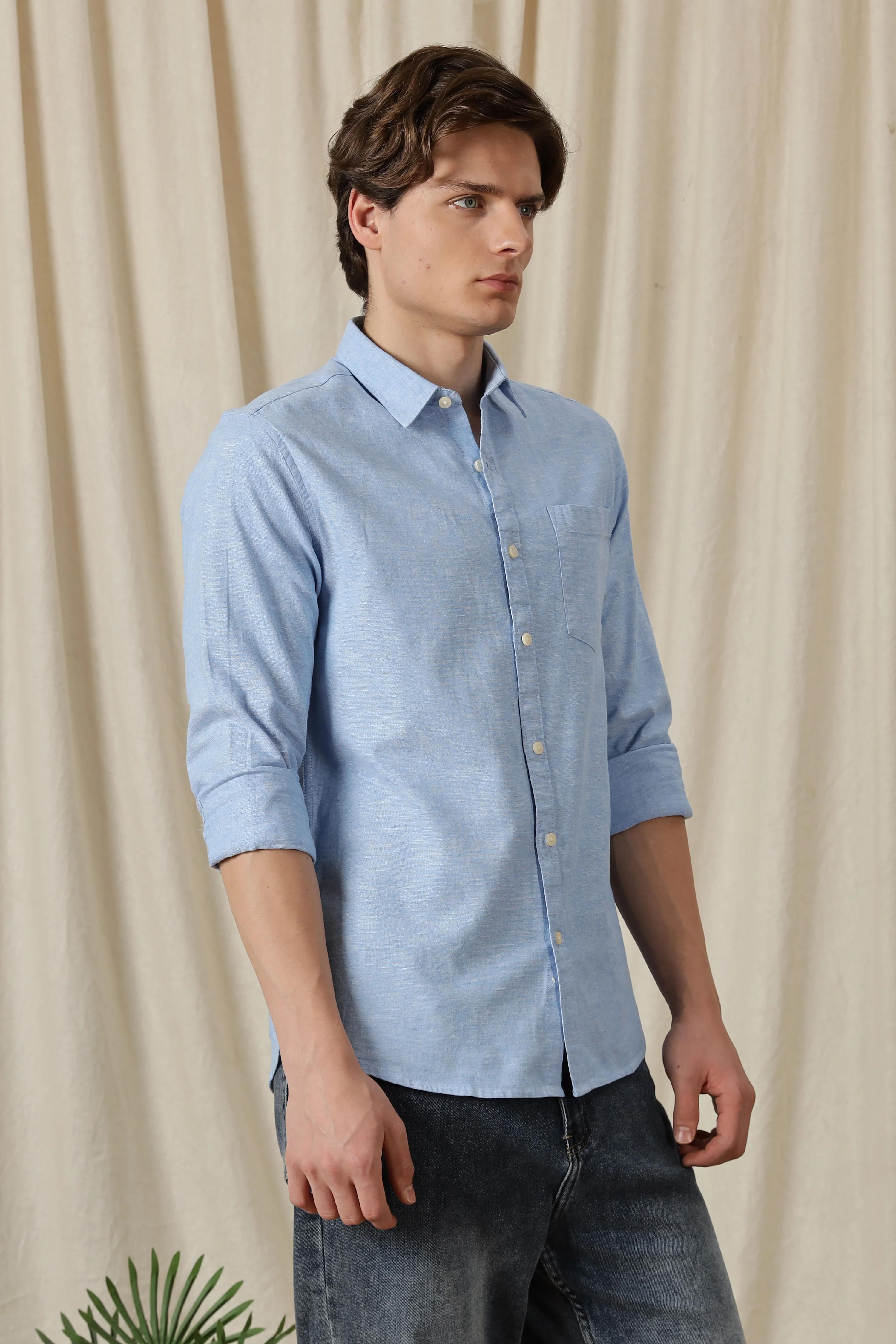 Men Linen Solid Casual Shirt - Image 8