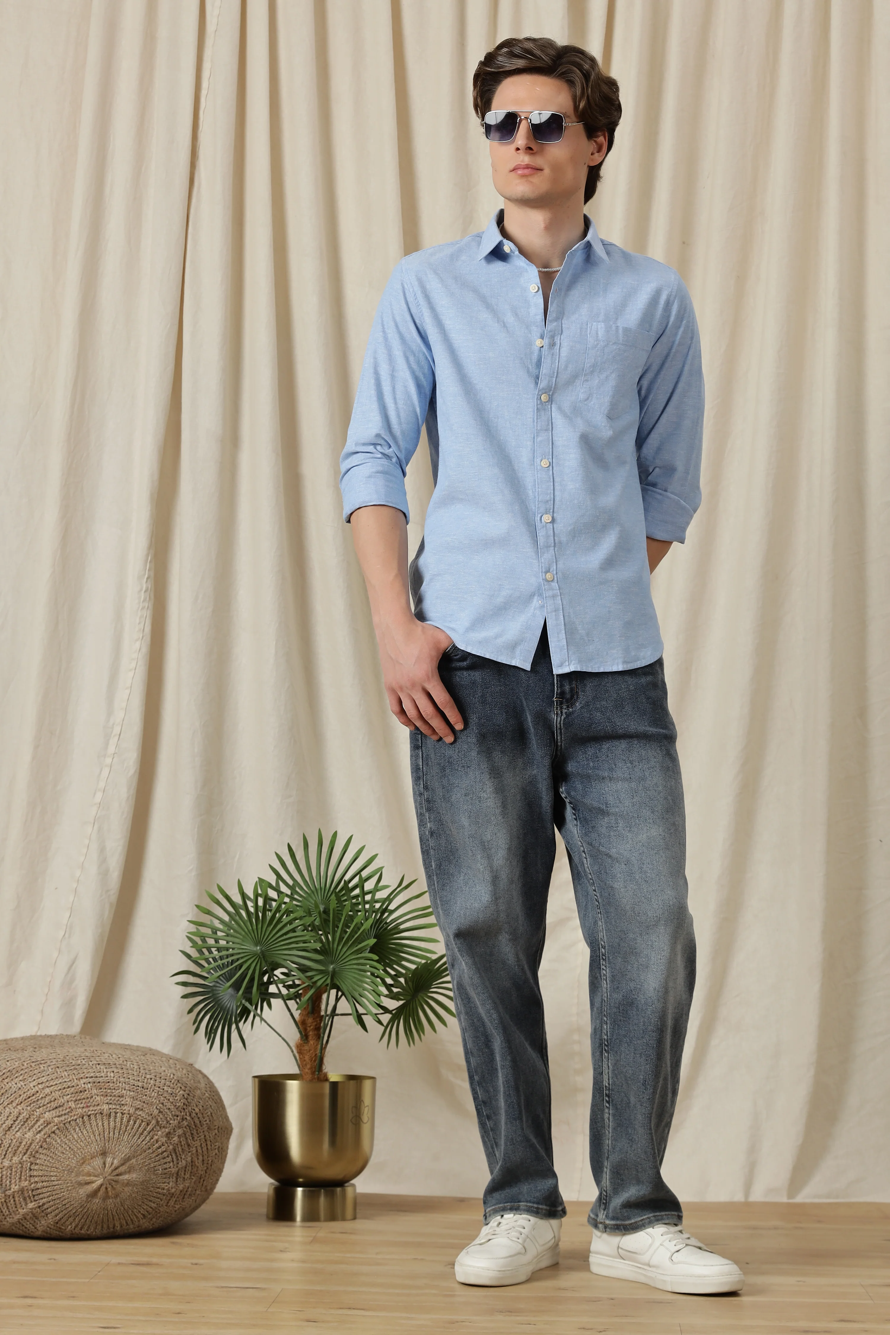 Men Linen Solid Casual Shirt - Image 9