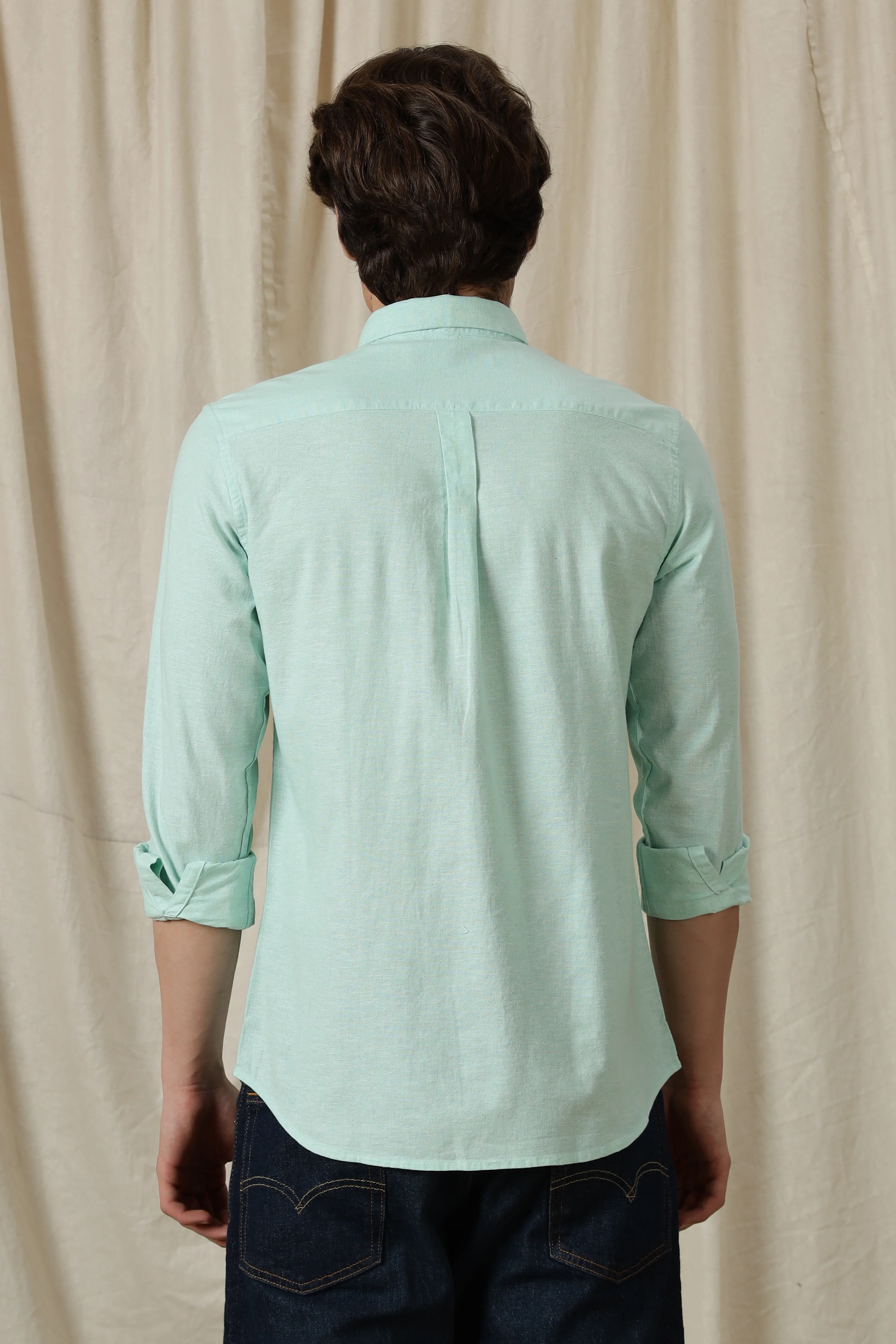 Men Linen Solid Casual Shirt - Image 2