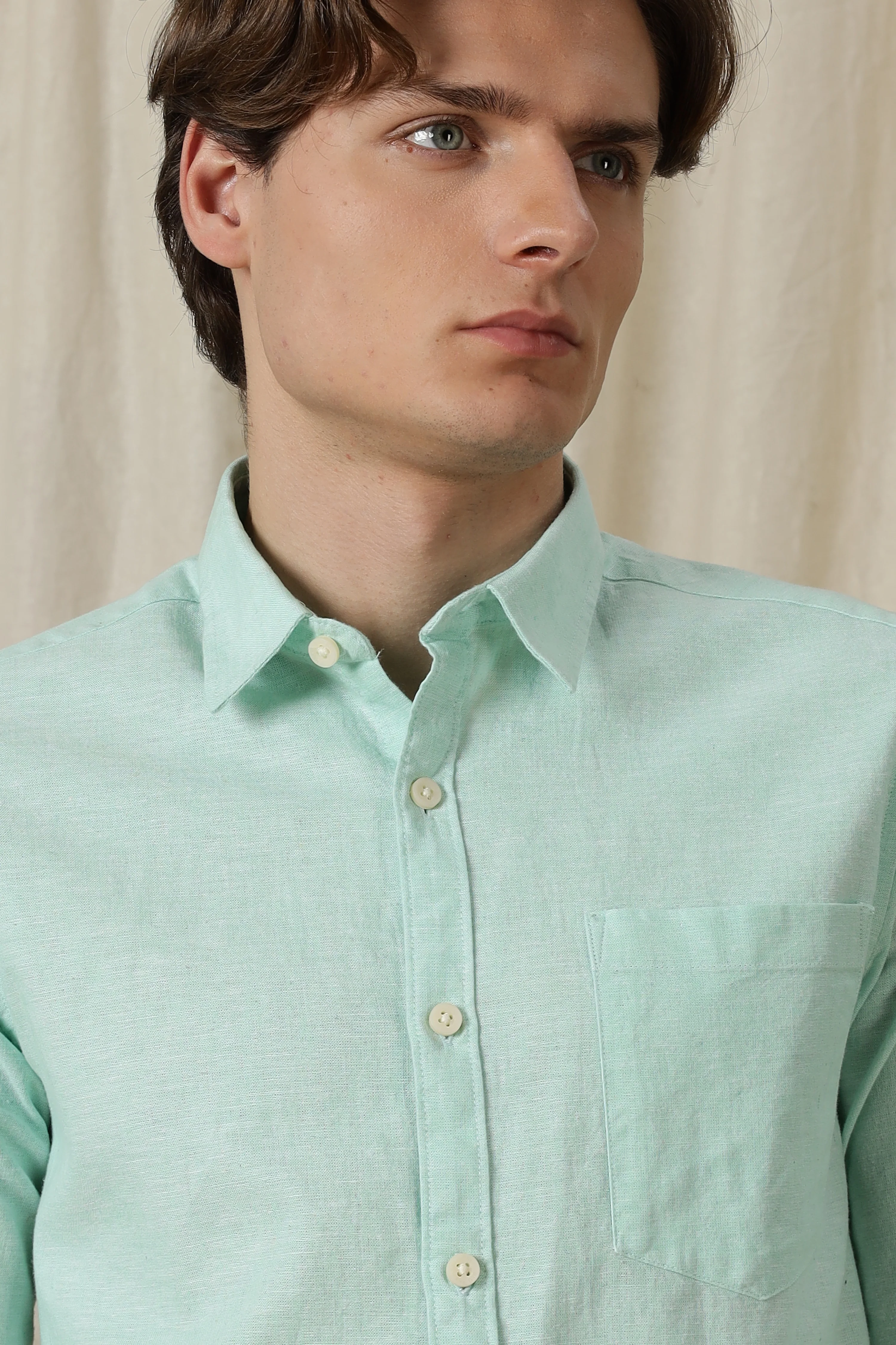 Men Linen Solid Casual Shirt - Image 3
