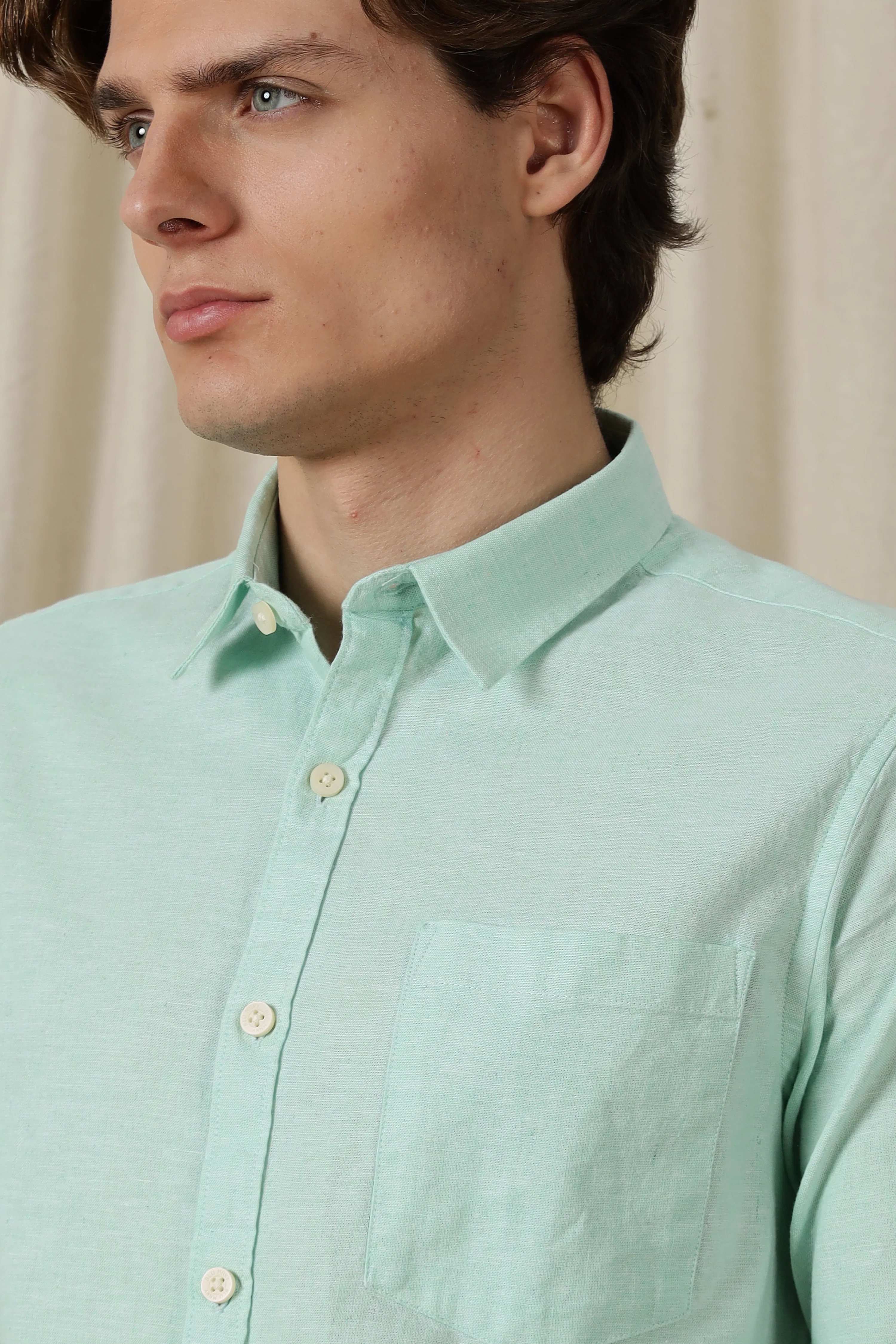 Men Linen Solid Casual Shirt - Image 4