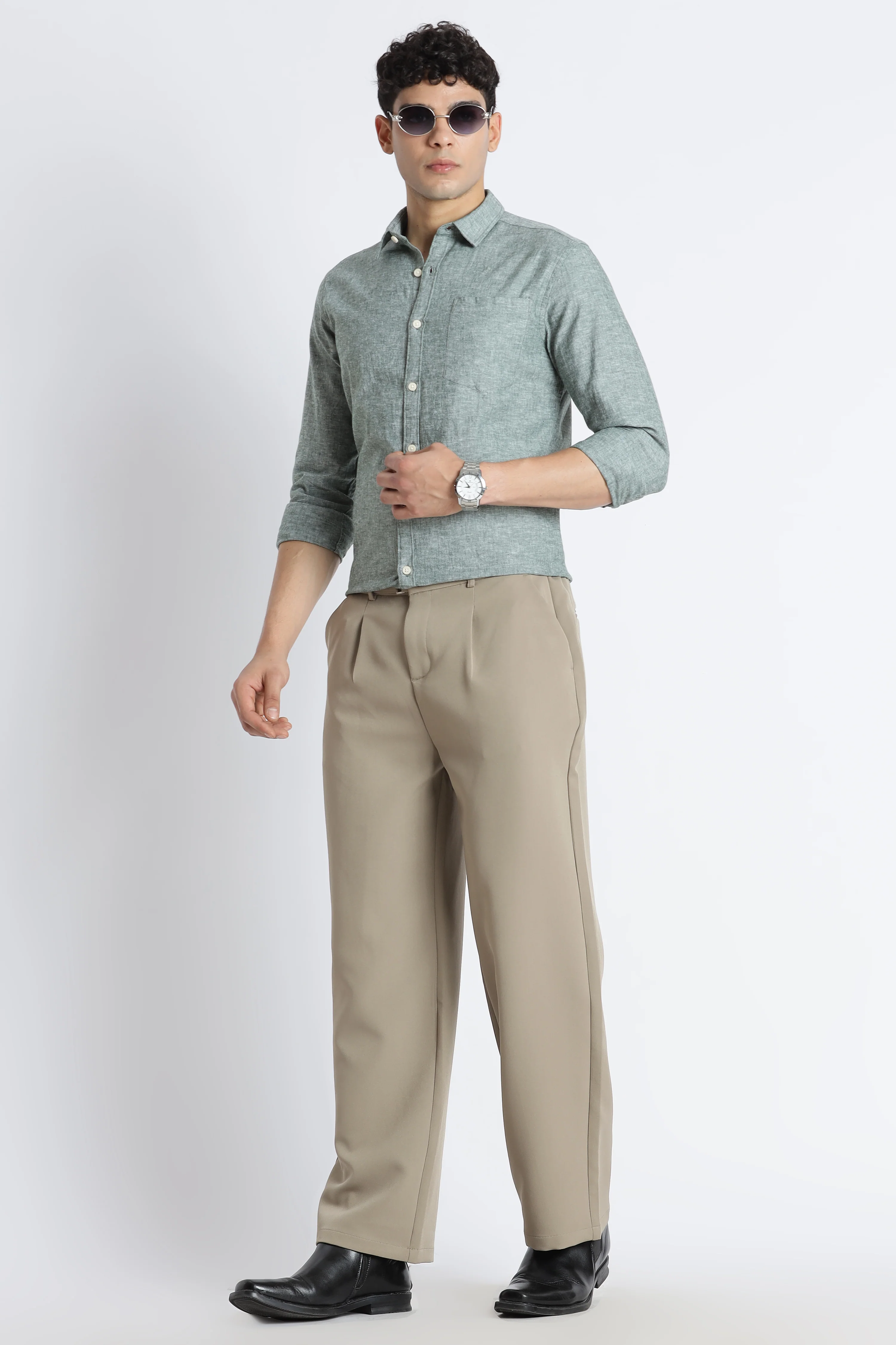 Men Linen Solid Casual Shirt - Image 3