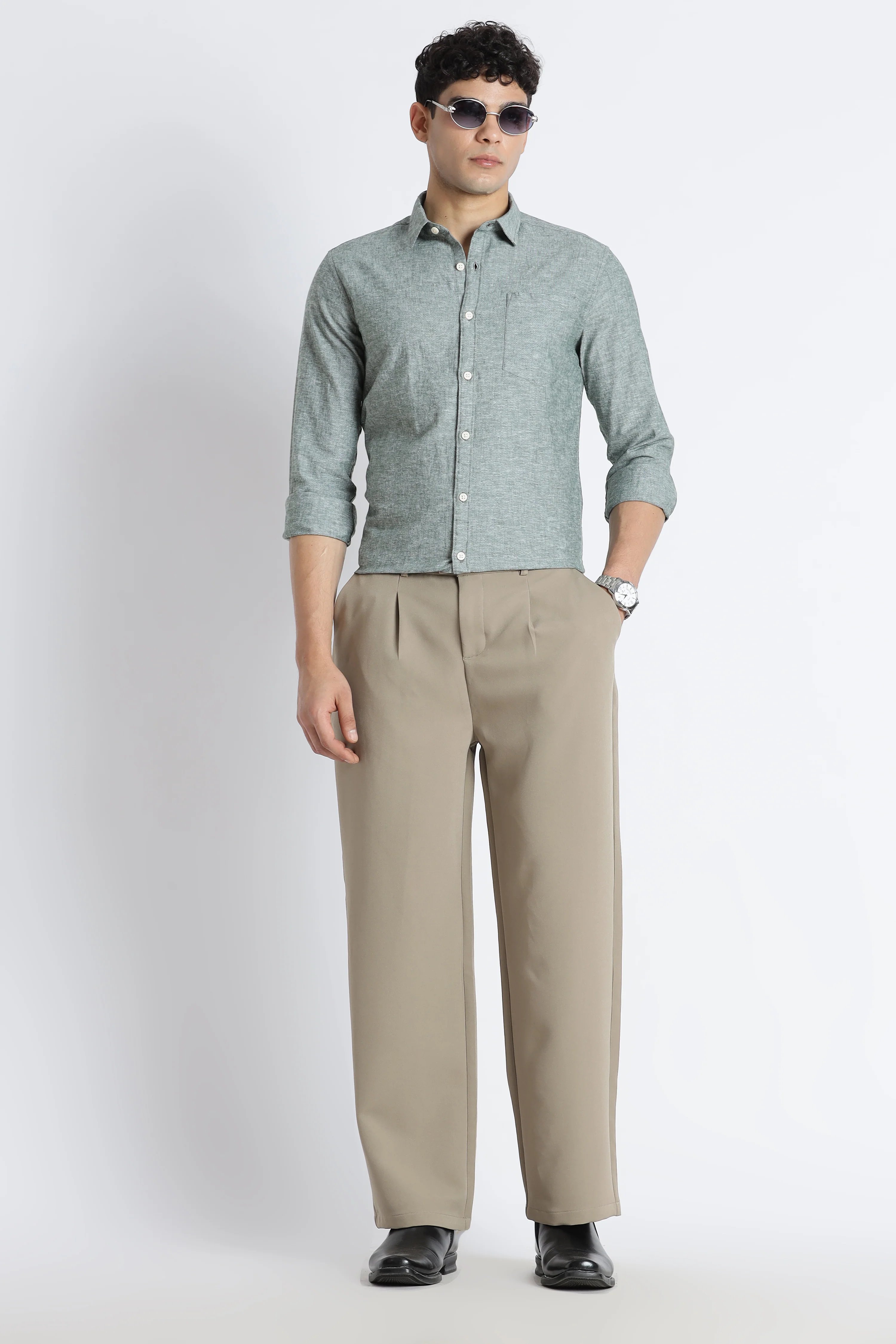 Men Linen Solid Casual Shirt - Image 4