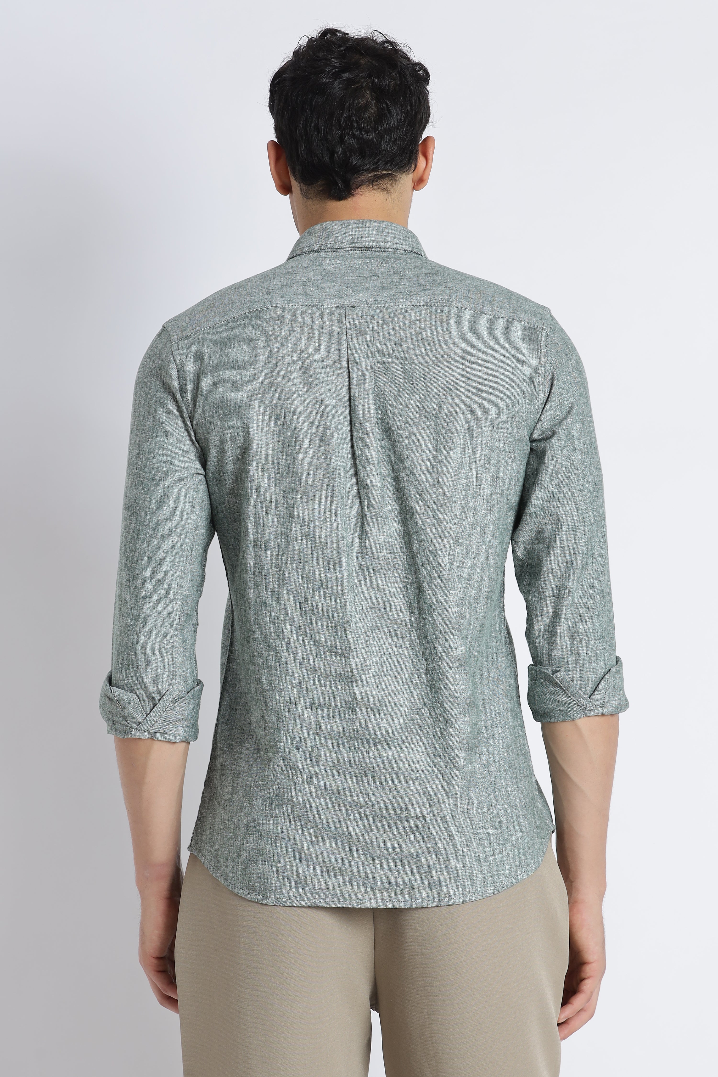 Men Linen Solid Casual Shirt - Image 8