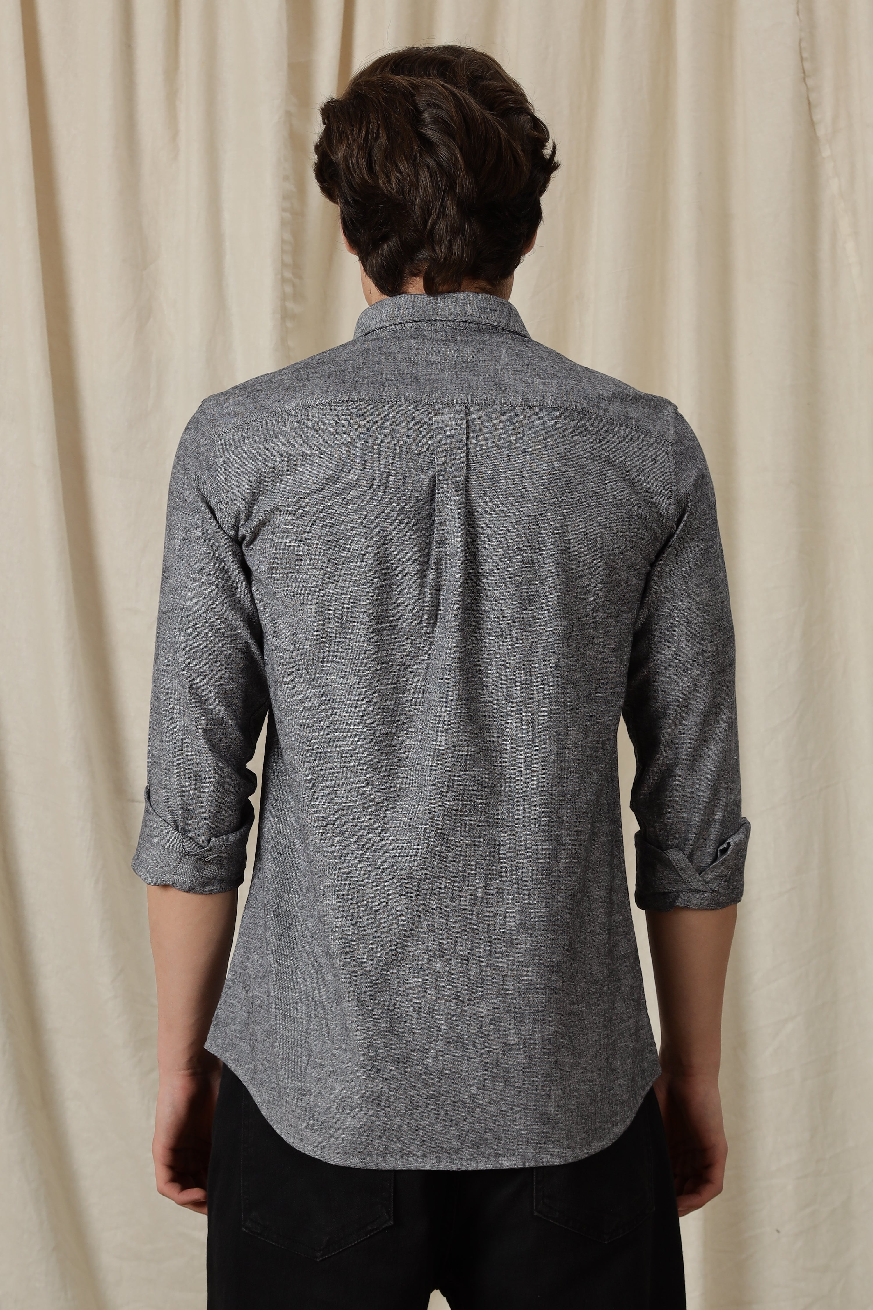 Men Linen Solid Casual Shirt - Image 2