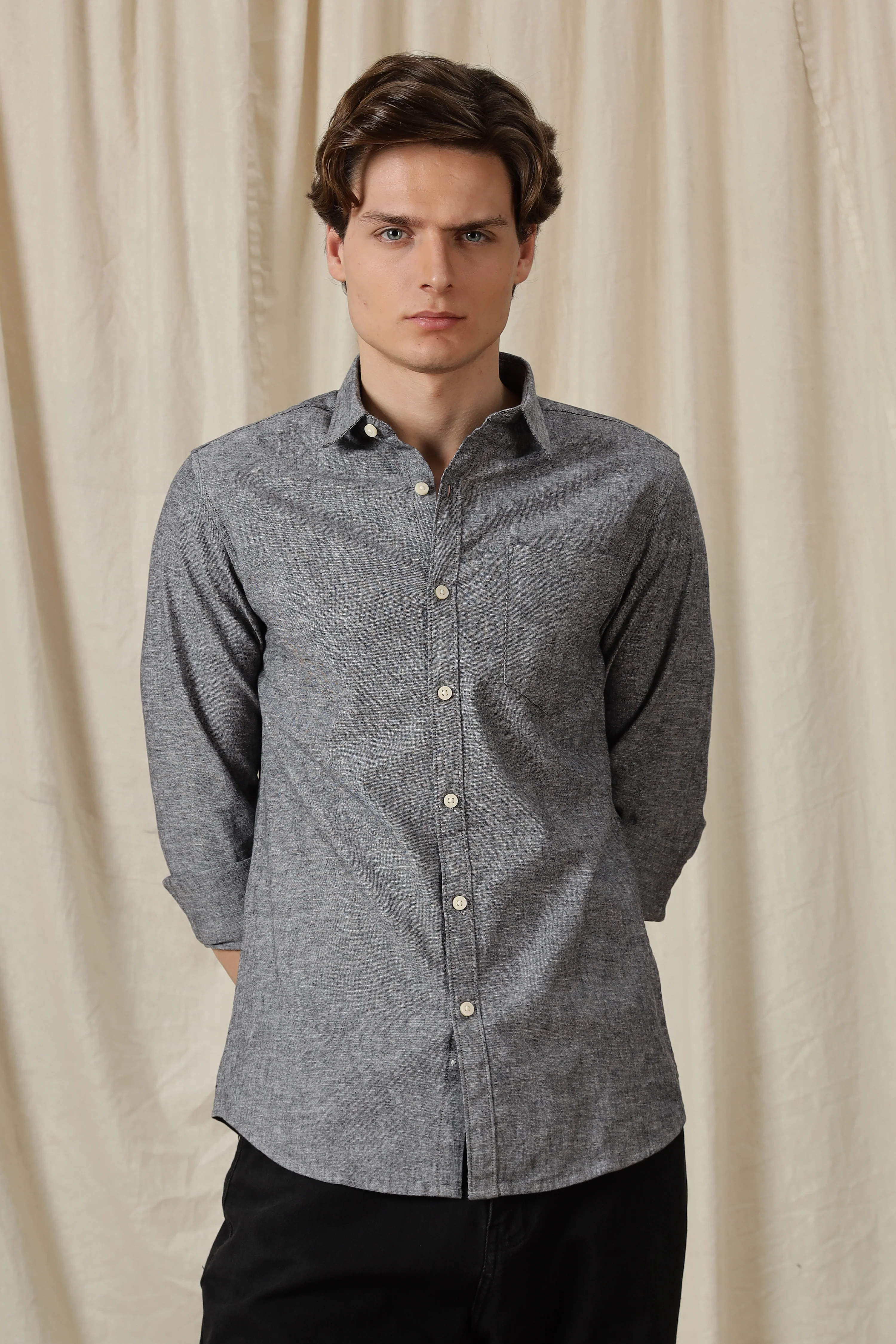 Men Linen Solid Casual Shirt - Image 5