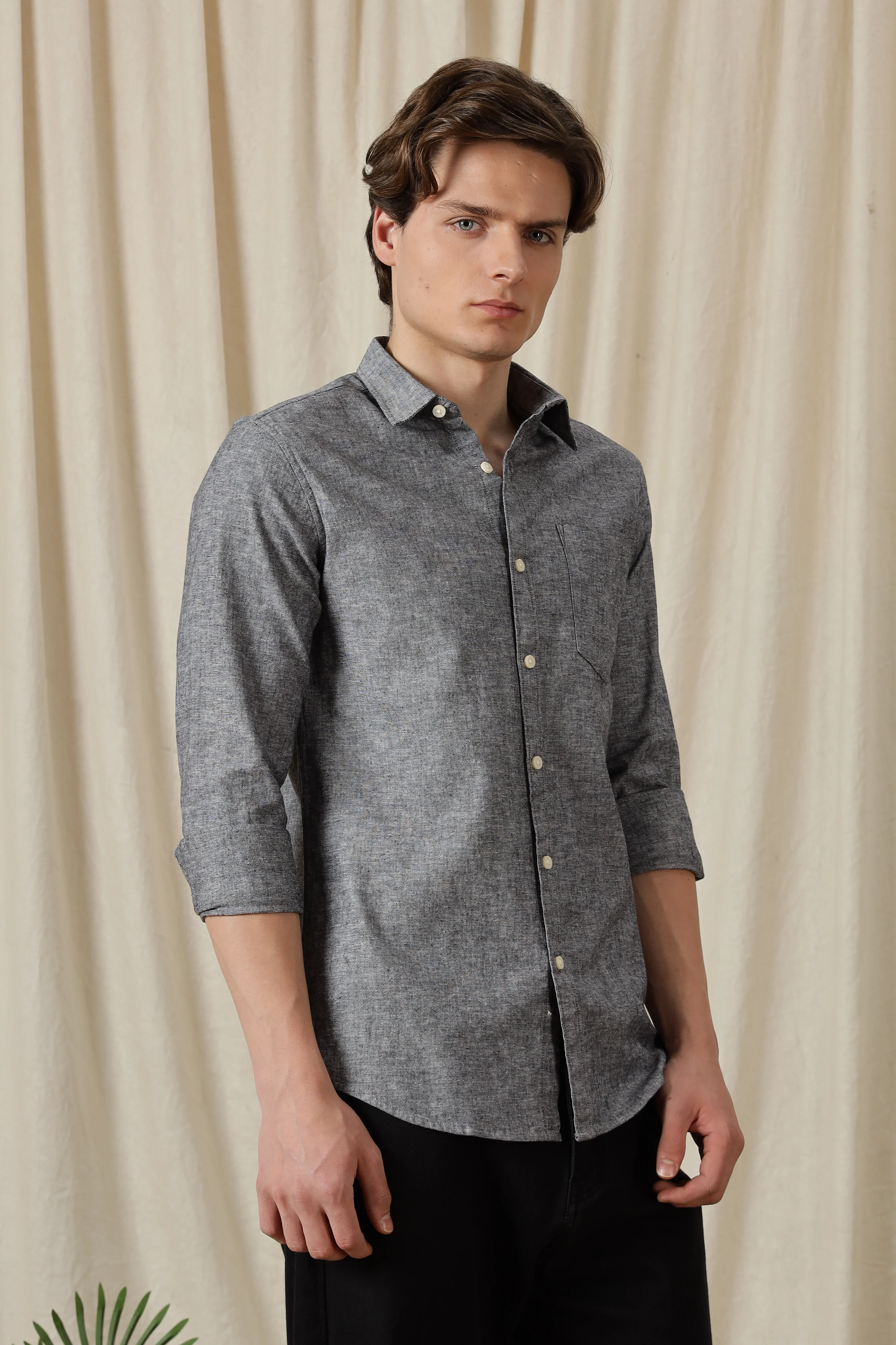 Men Linen Solid Casual Shirt - Image 6