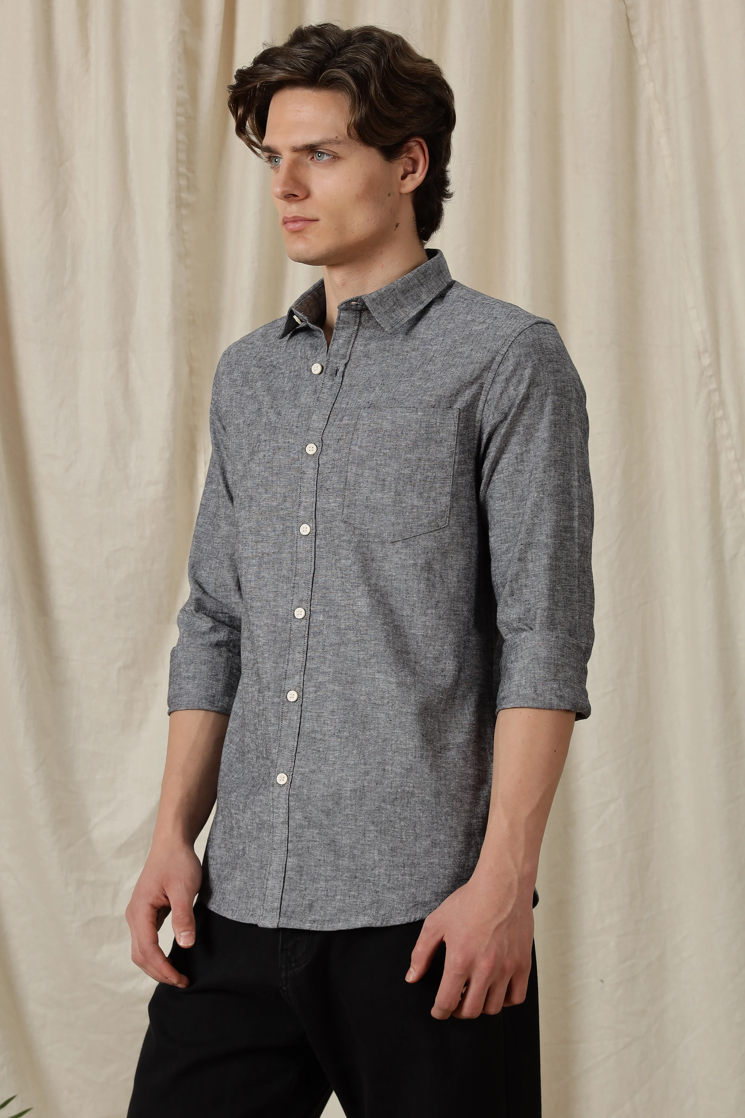 Men Linen Solid Casual Shirt - Image 7