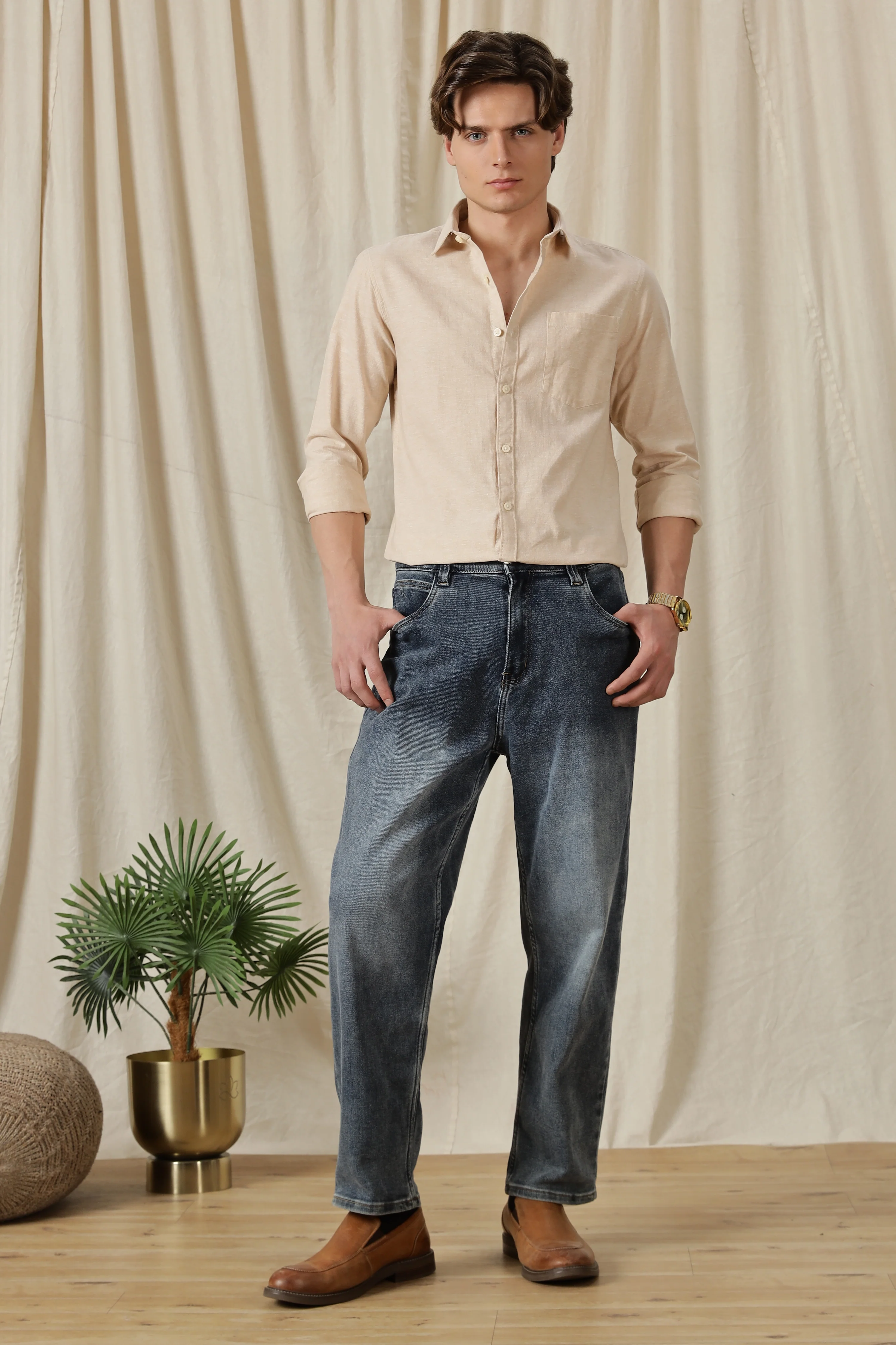 Men Linen Solid Casual Shirt - Image 10