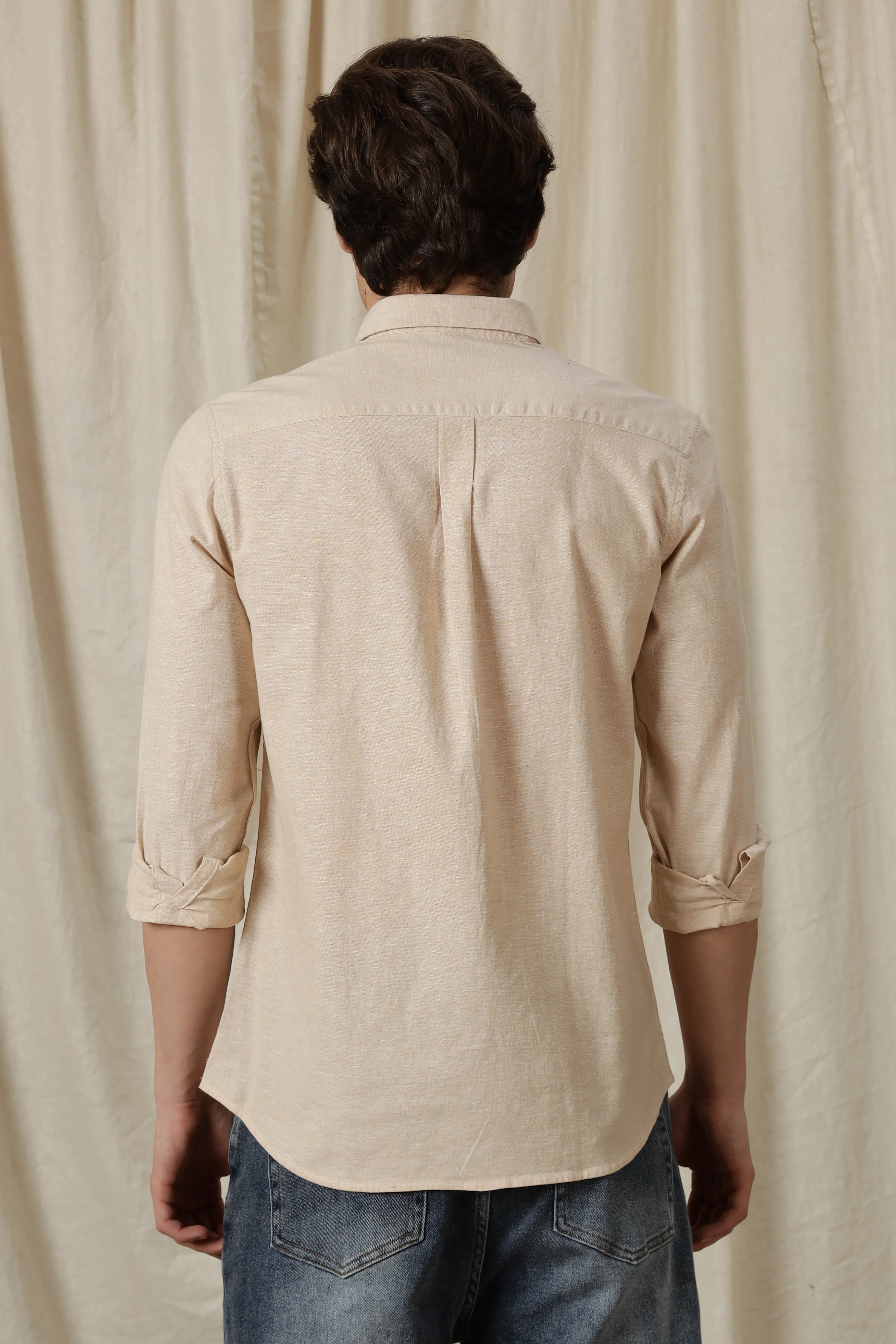 Men Linen Solid Casual Shirt - Image 3