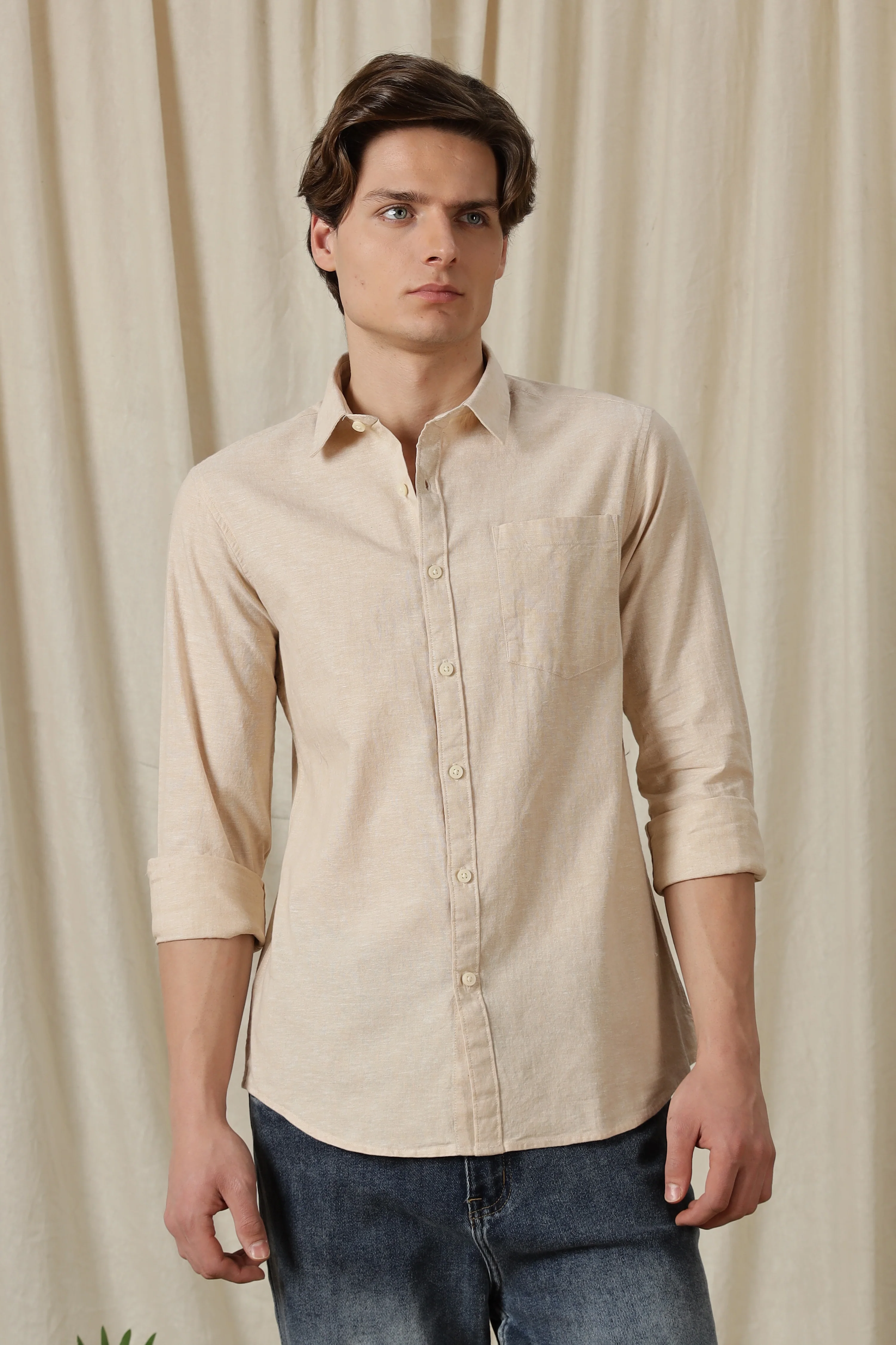 Men Linen Solid Casual Shirt - Image 6