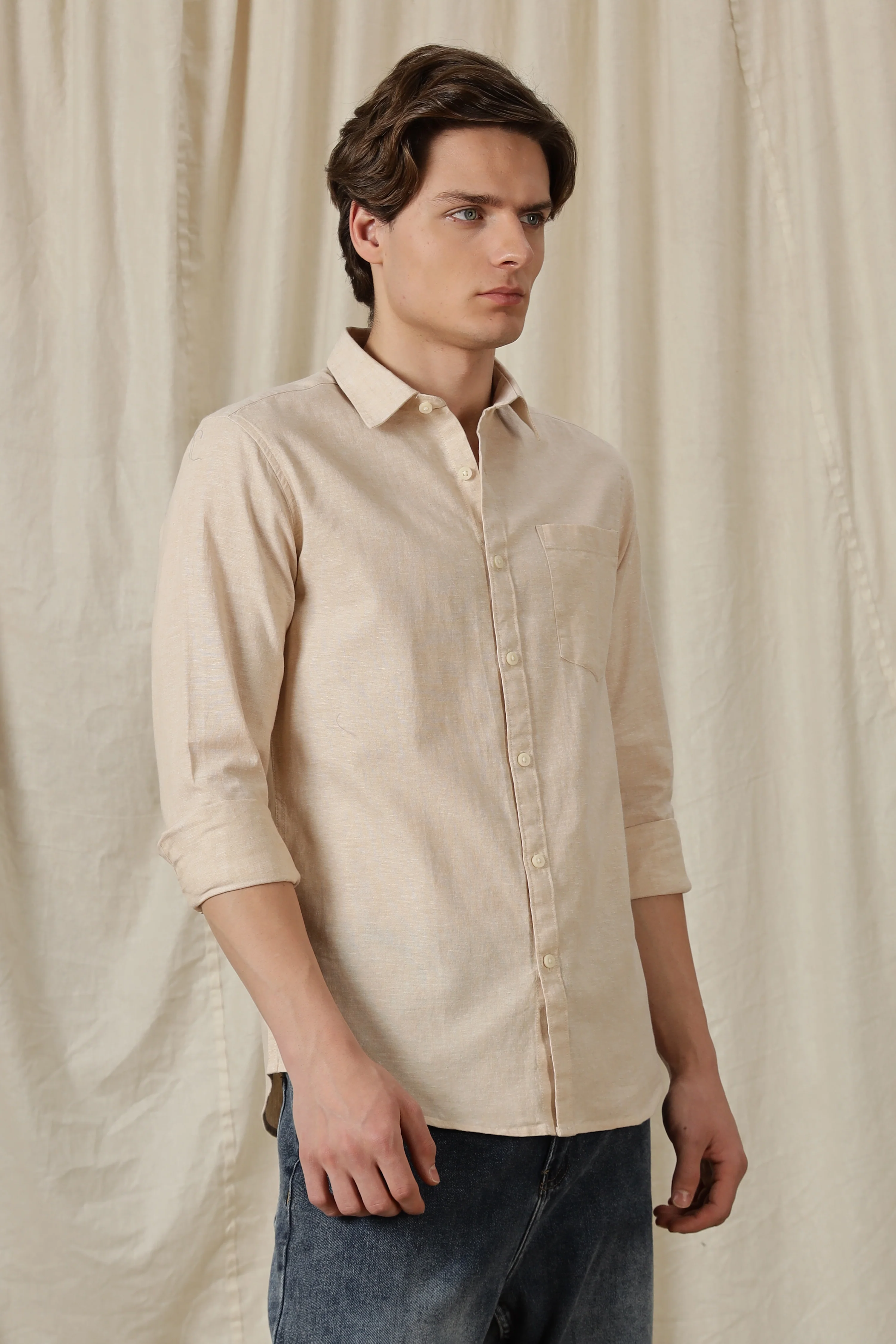 Men Linen Solid Casual Shirt - Image 7