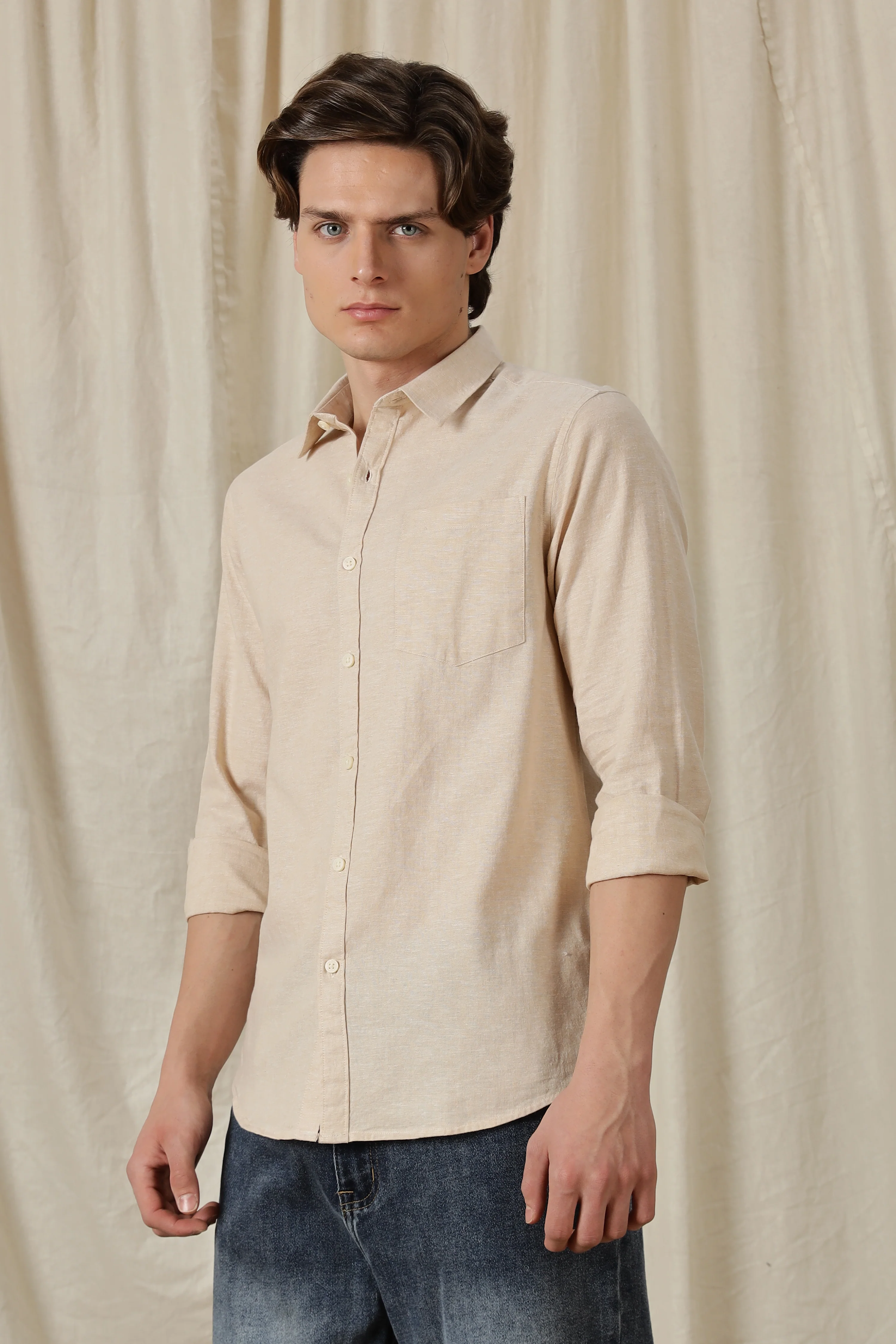 Men Linen Solid Casual Shirt - Image 8