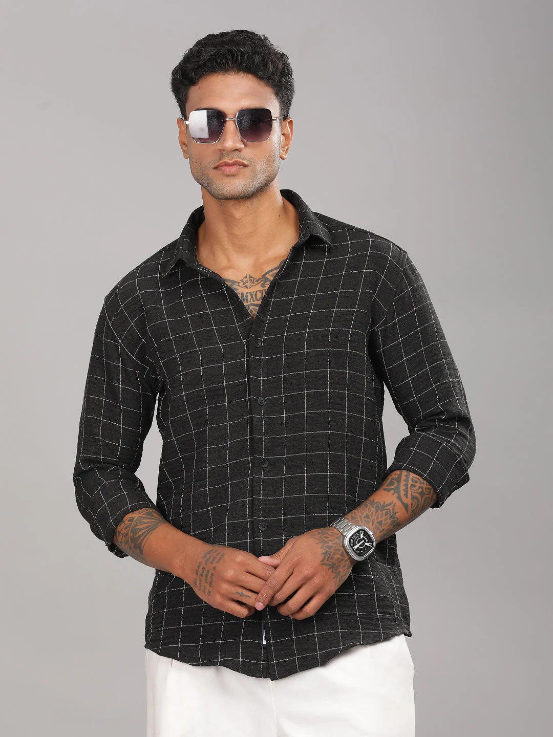 Men Linovite Checks Black Shirt - Image 2